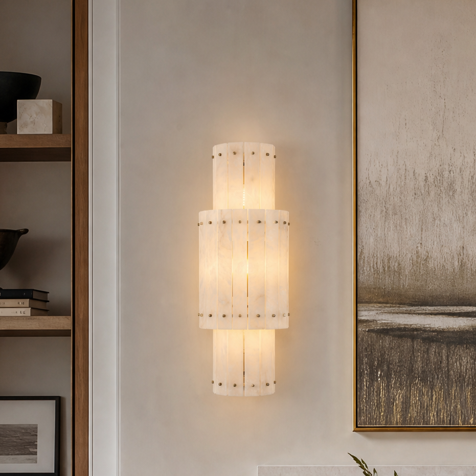 Vivian Alabaster Modern Tiered Wall Sconce
