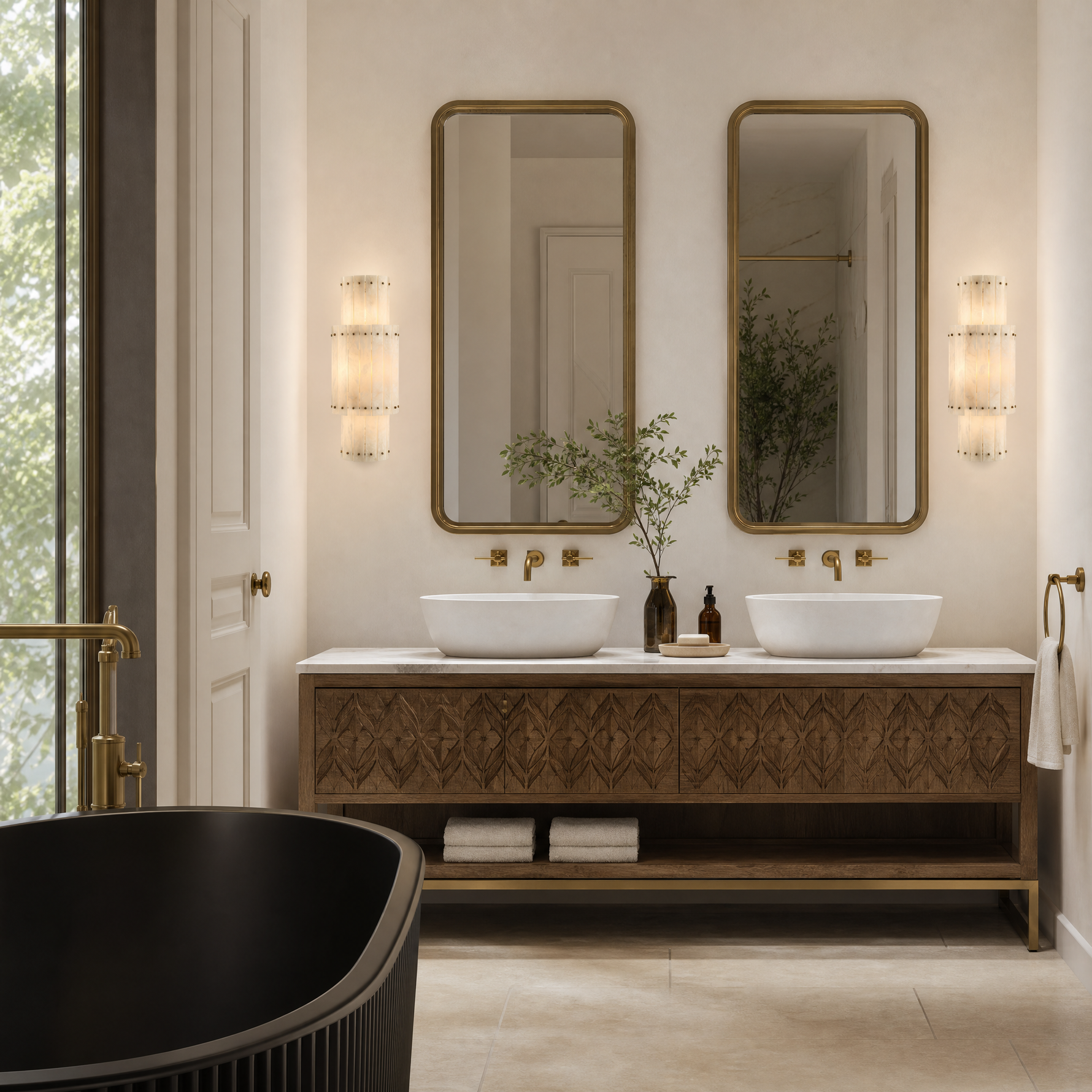 Vivian Alabaster Modern Tiered Wall Sconce