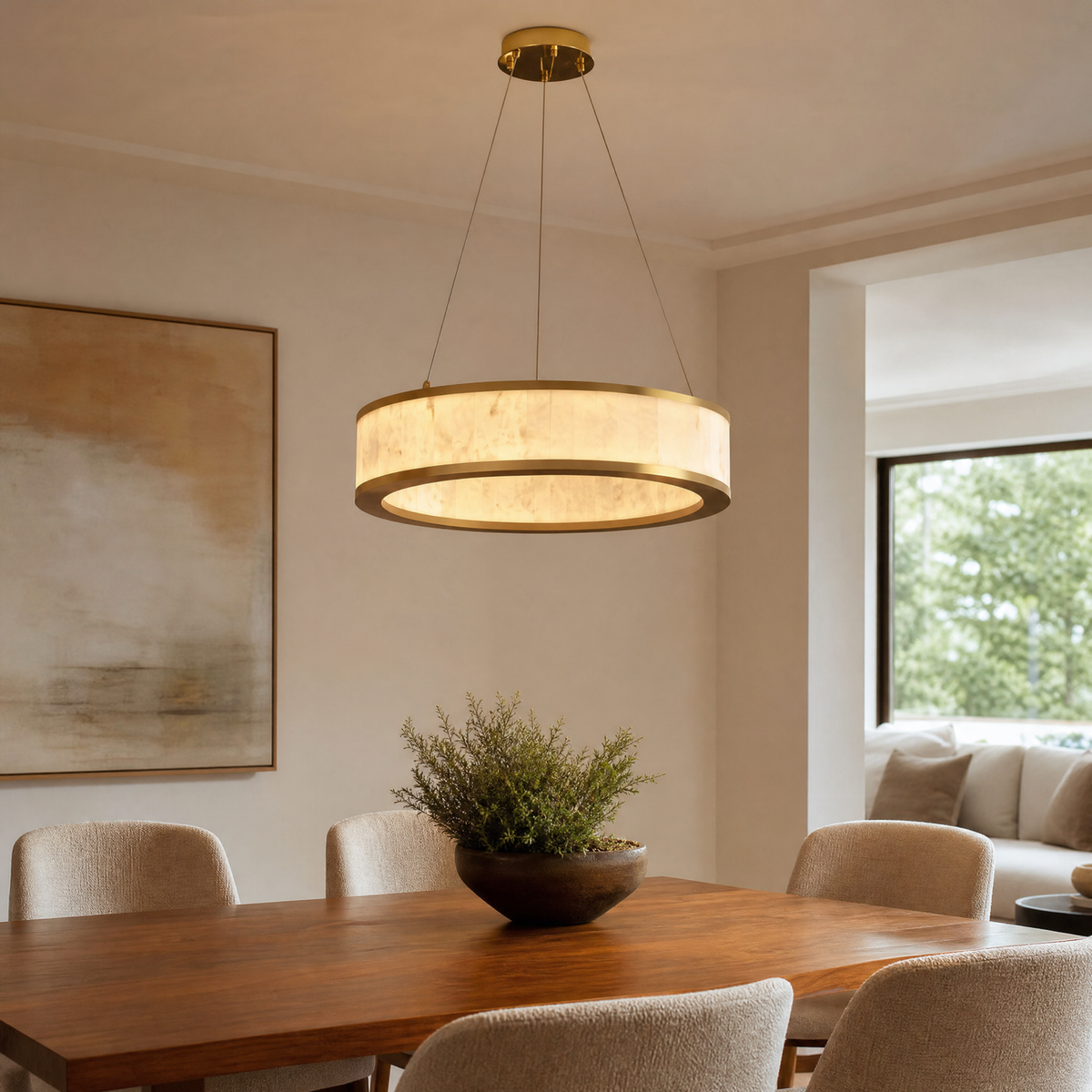 Vivian Modern Alabaster Round Chandelier