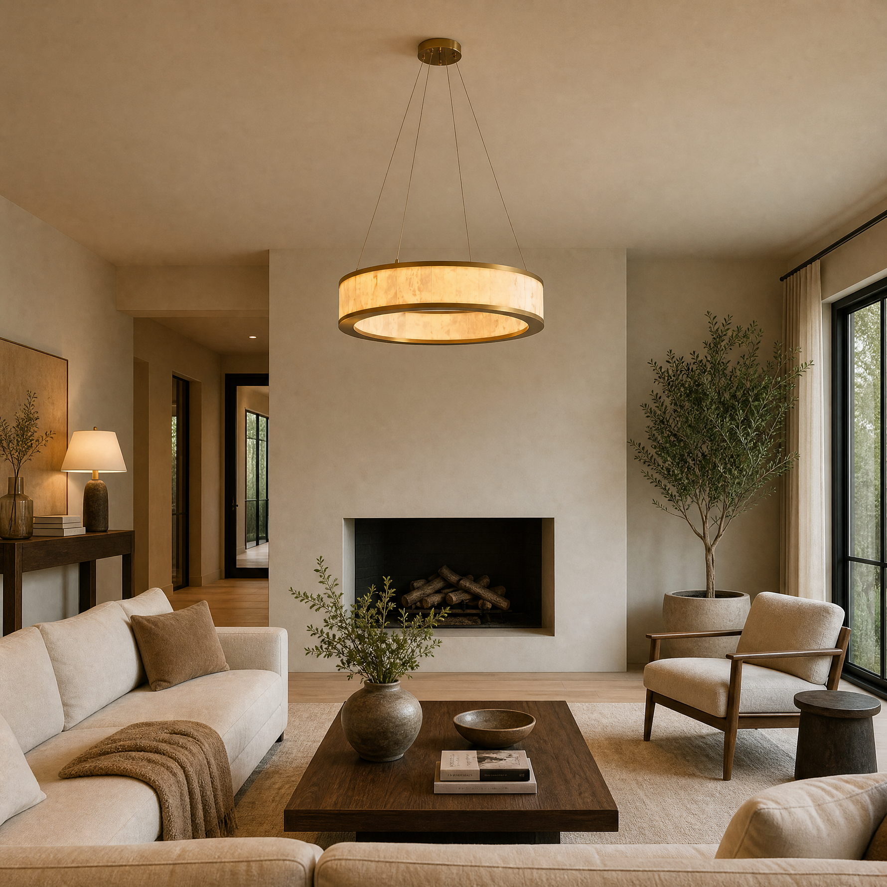 Vivian Modern Alabaster Round Chandelier