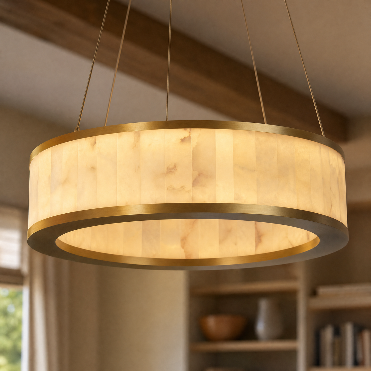 Vivian Modern Alabaster Round Chandelier