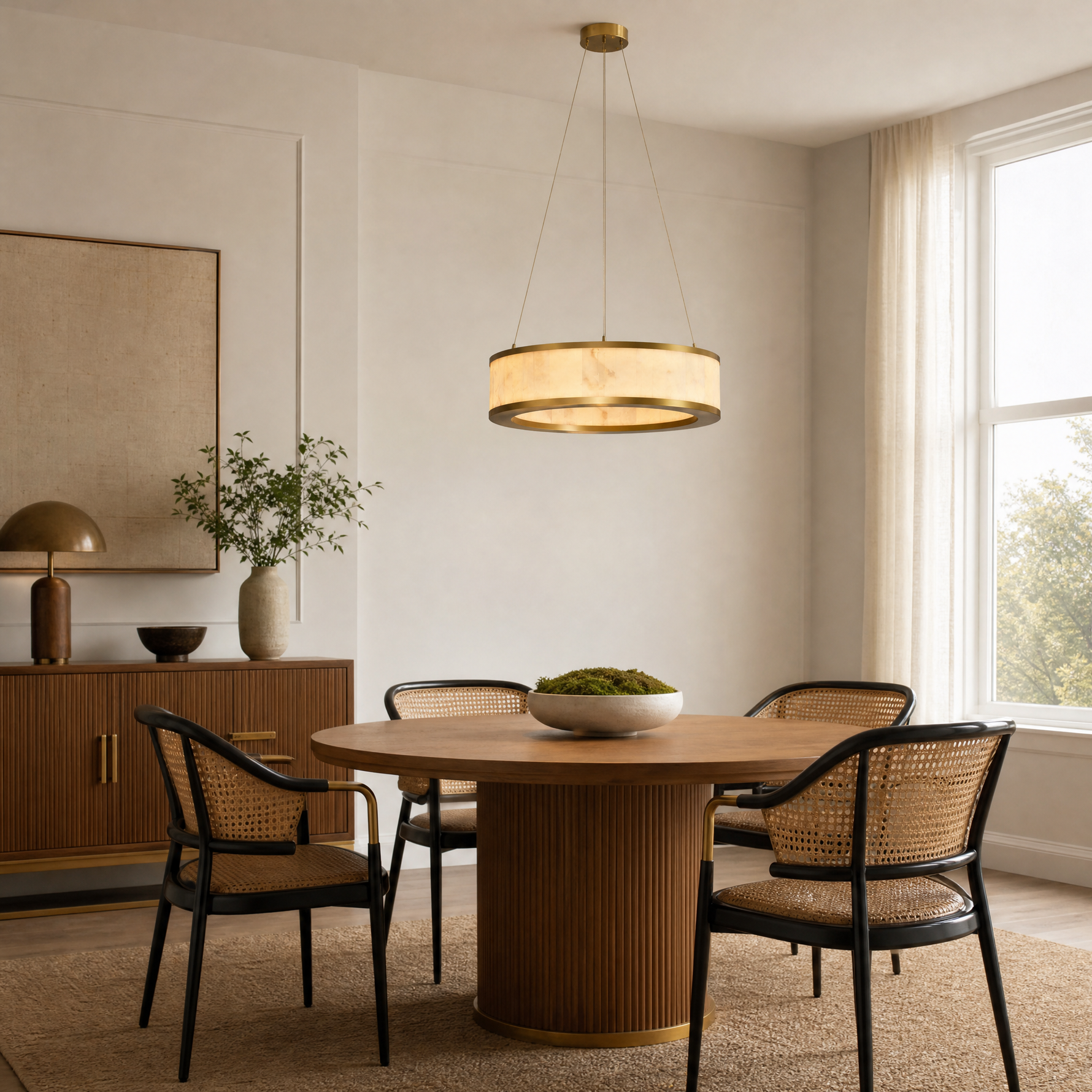 Vivian Modern Alabaster Round Chandelier