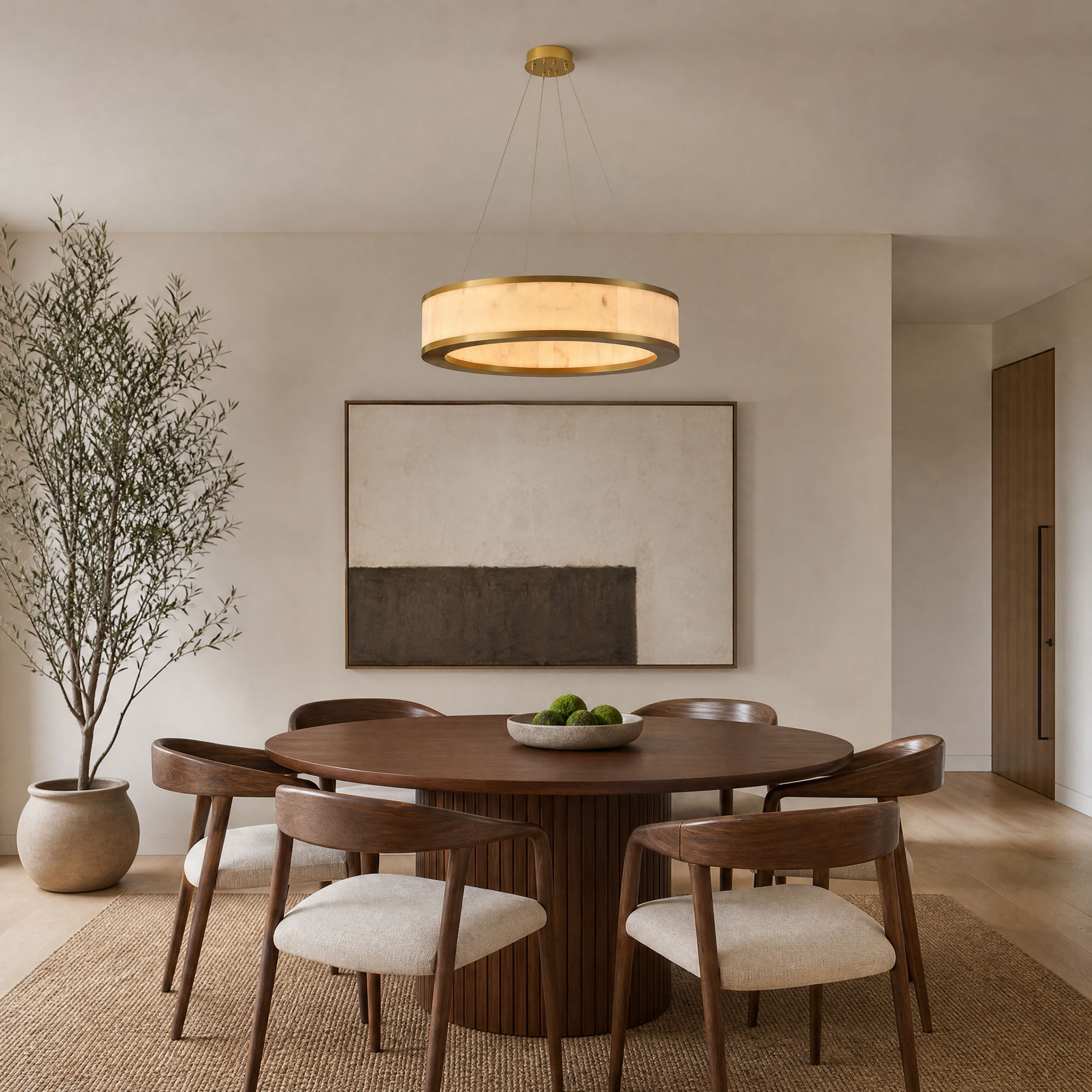 Vivian Modern Alabaster Round Chandelier