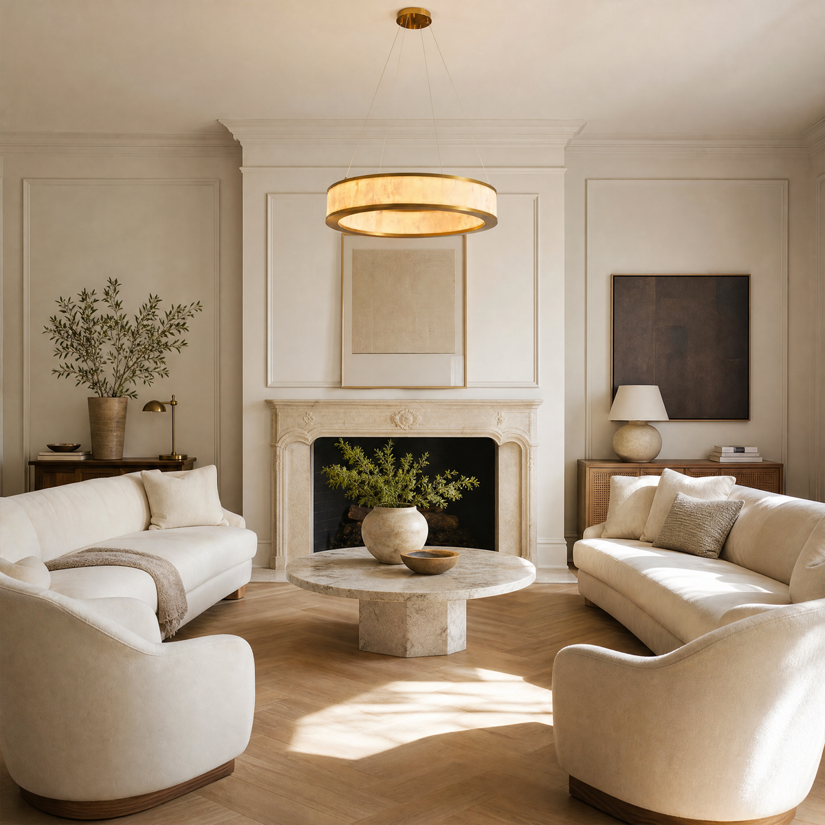 Vivian Modern Alabaster Round Chandelier