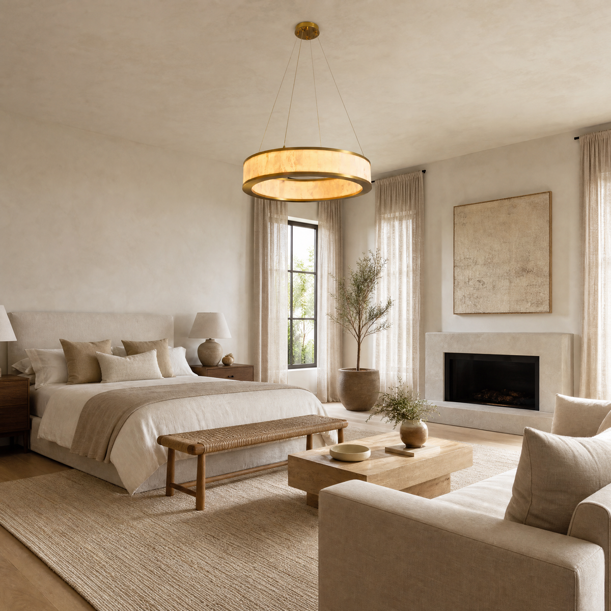 Vivian Modern Alabaster Round Chandelier
