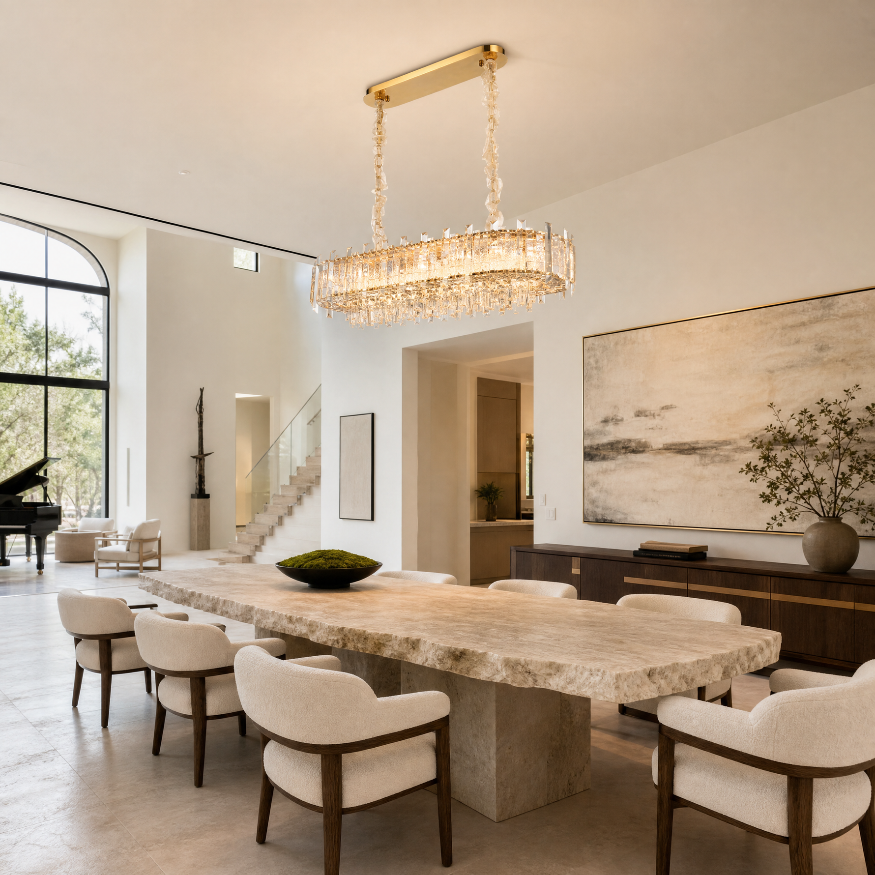 Voluta Crystal Rectangular Chandelier