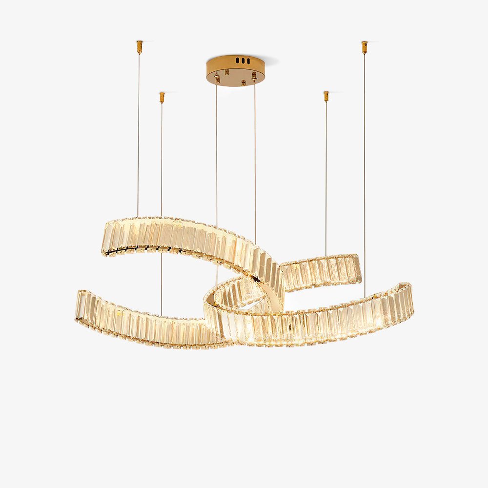 Gold Vortex Crystal LED Chandelier with Bi-Color Lighting