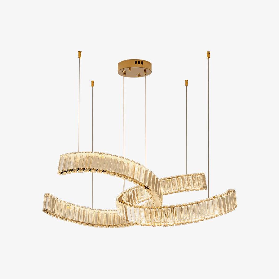 Gold Vortex Crystal LED Chandelier with Bi-Color Lighting