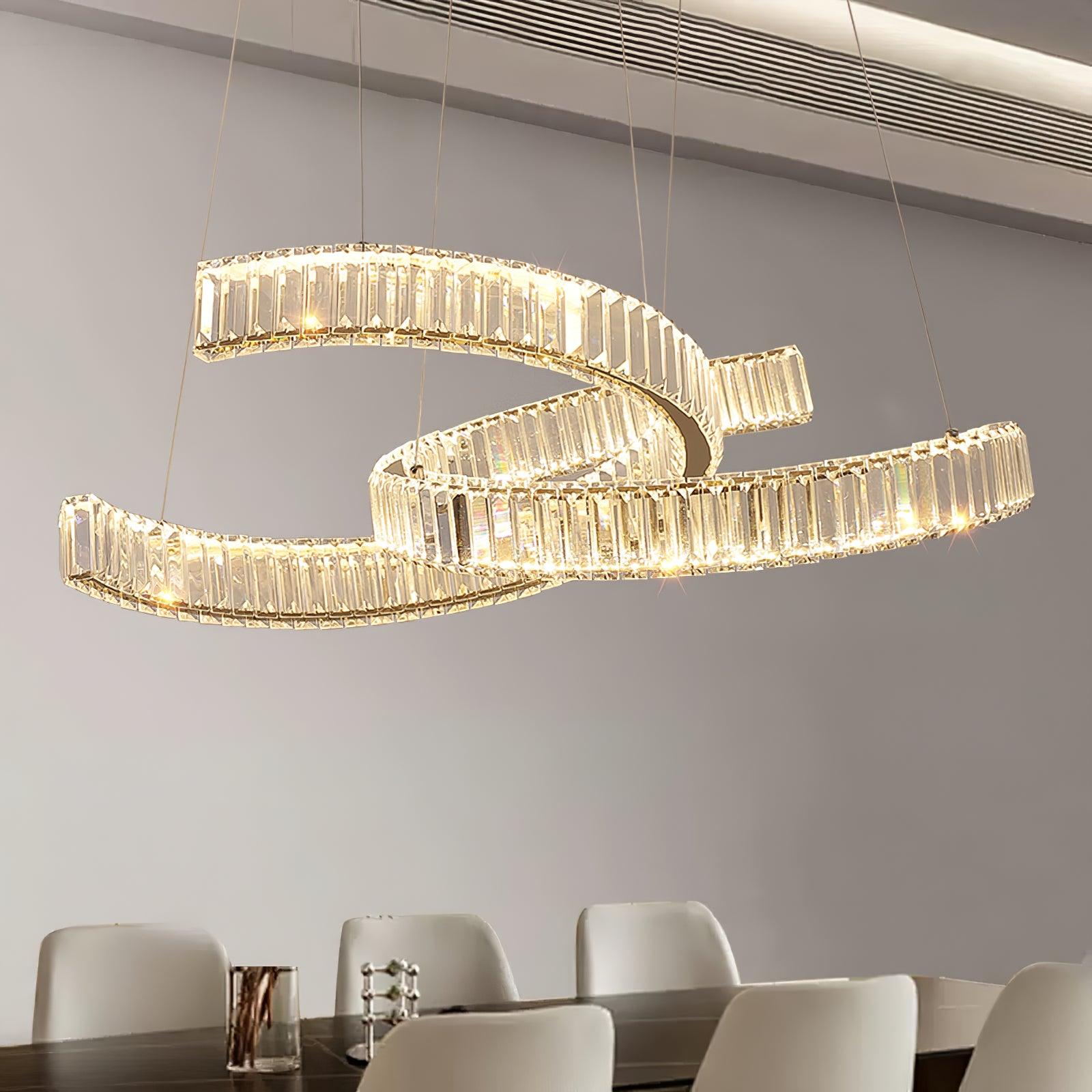 Gold Vortex Crystal LED Chandelier with Bi-Color Lighting