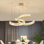 Gold Vortex Crystal LED Chandelier with Bi-Color Lighting