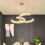 Gold Vortex Crystal LED Chandelier with Bi-Color Lighting