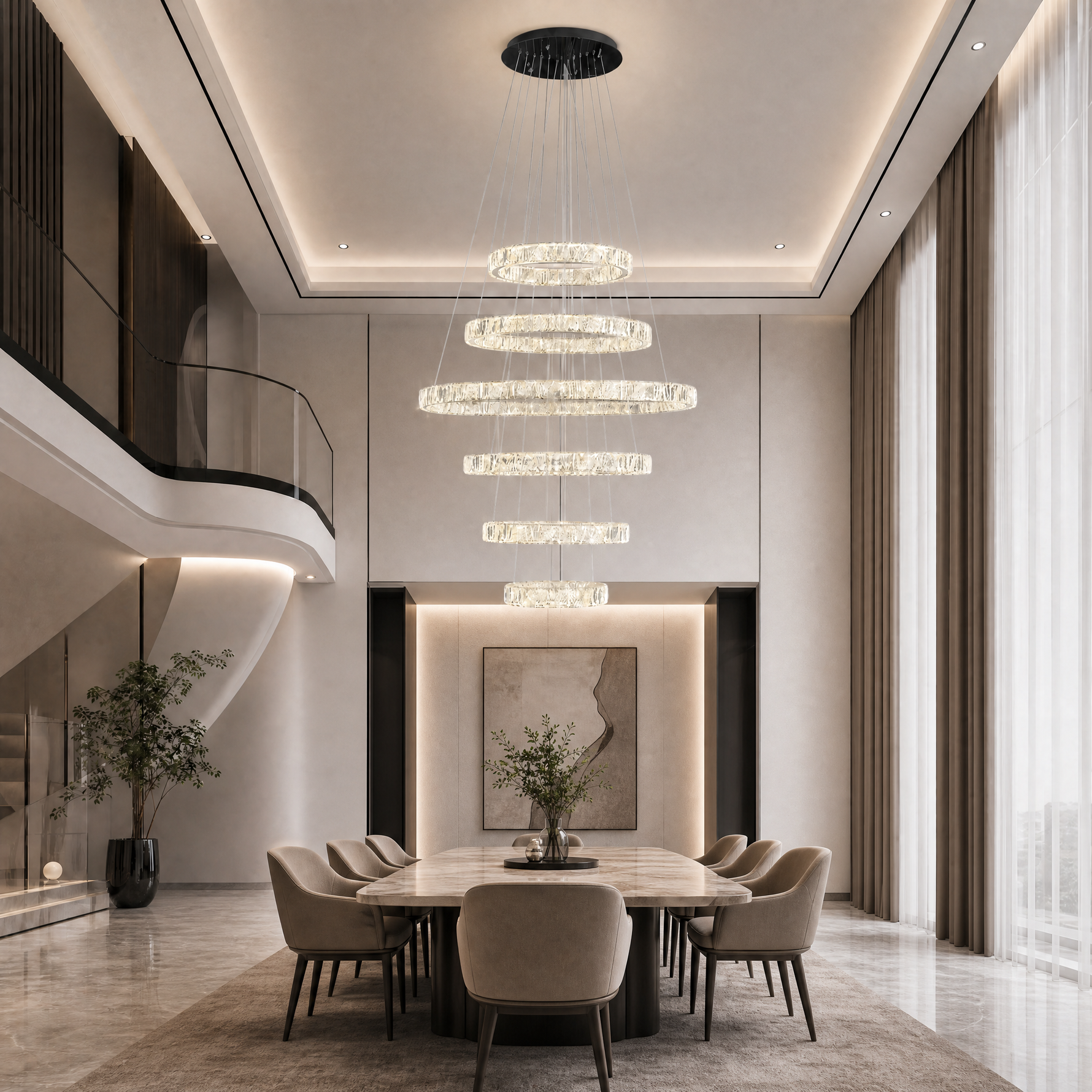 Vortice Crystal Trio Chandelier