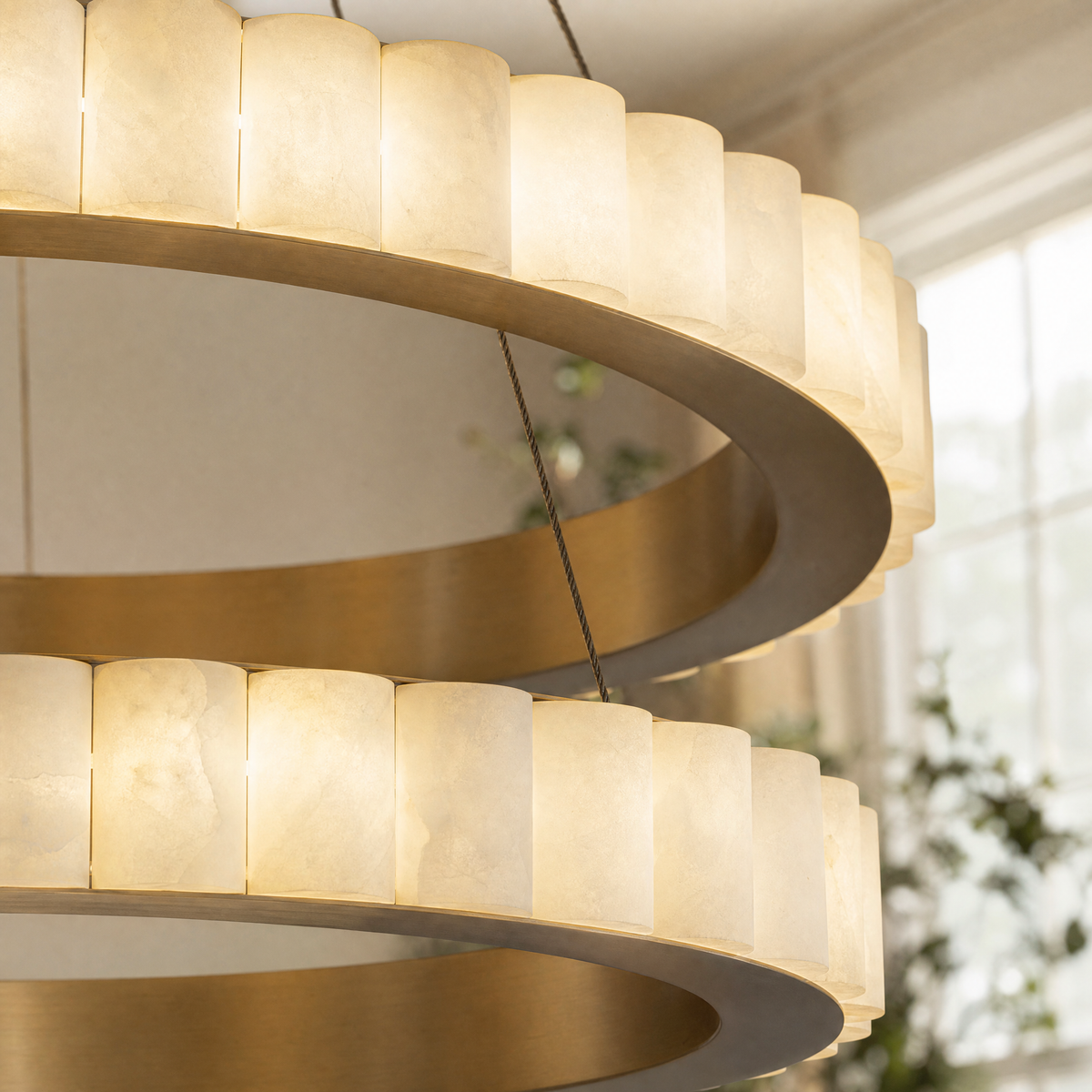 Votelle Alabaster Double Ring Chandelier