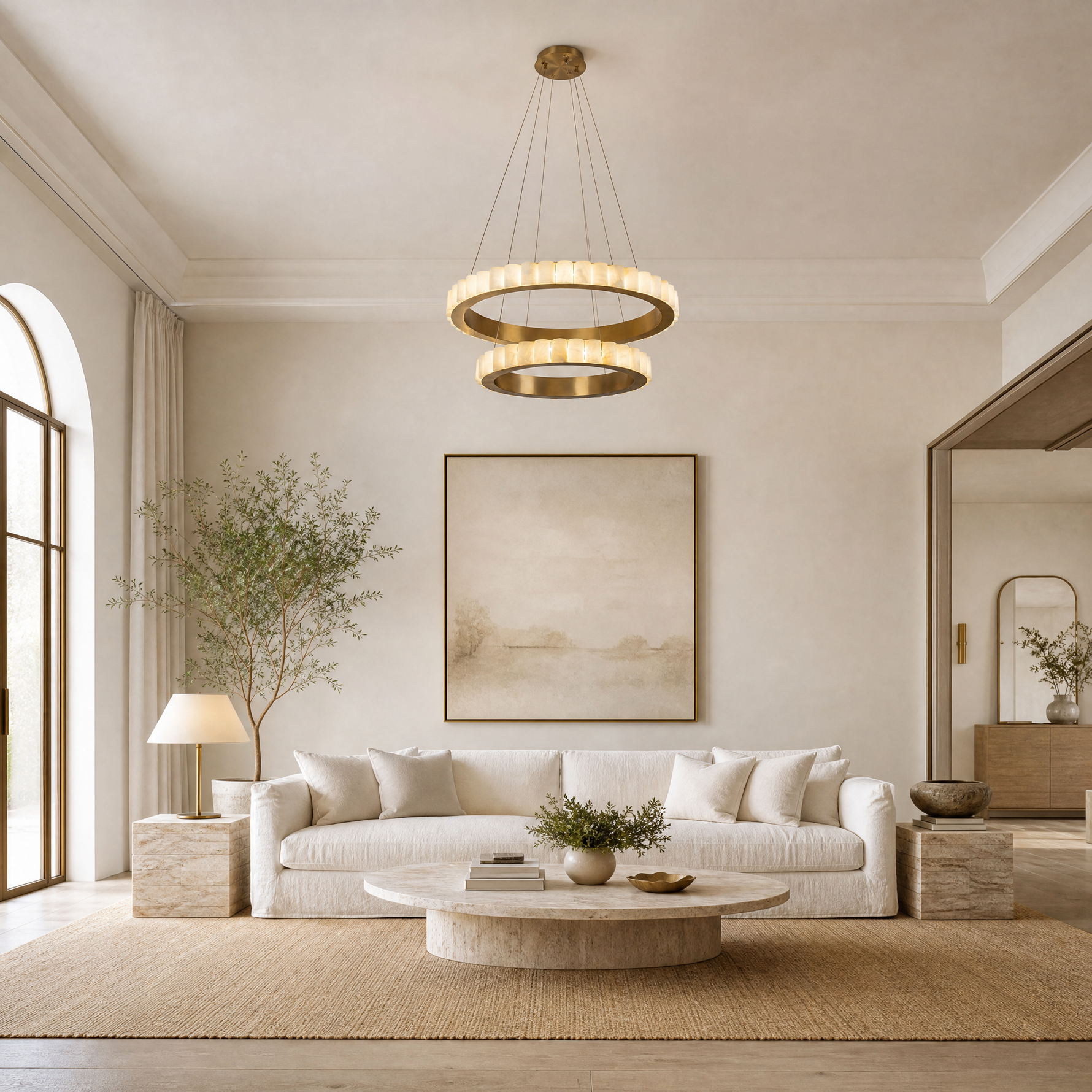 Votelle Alabaster Double Ring Chandelier