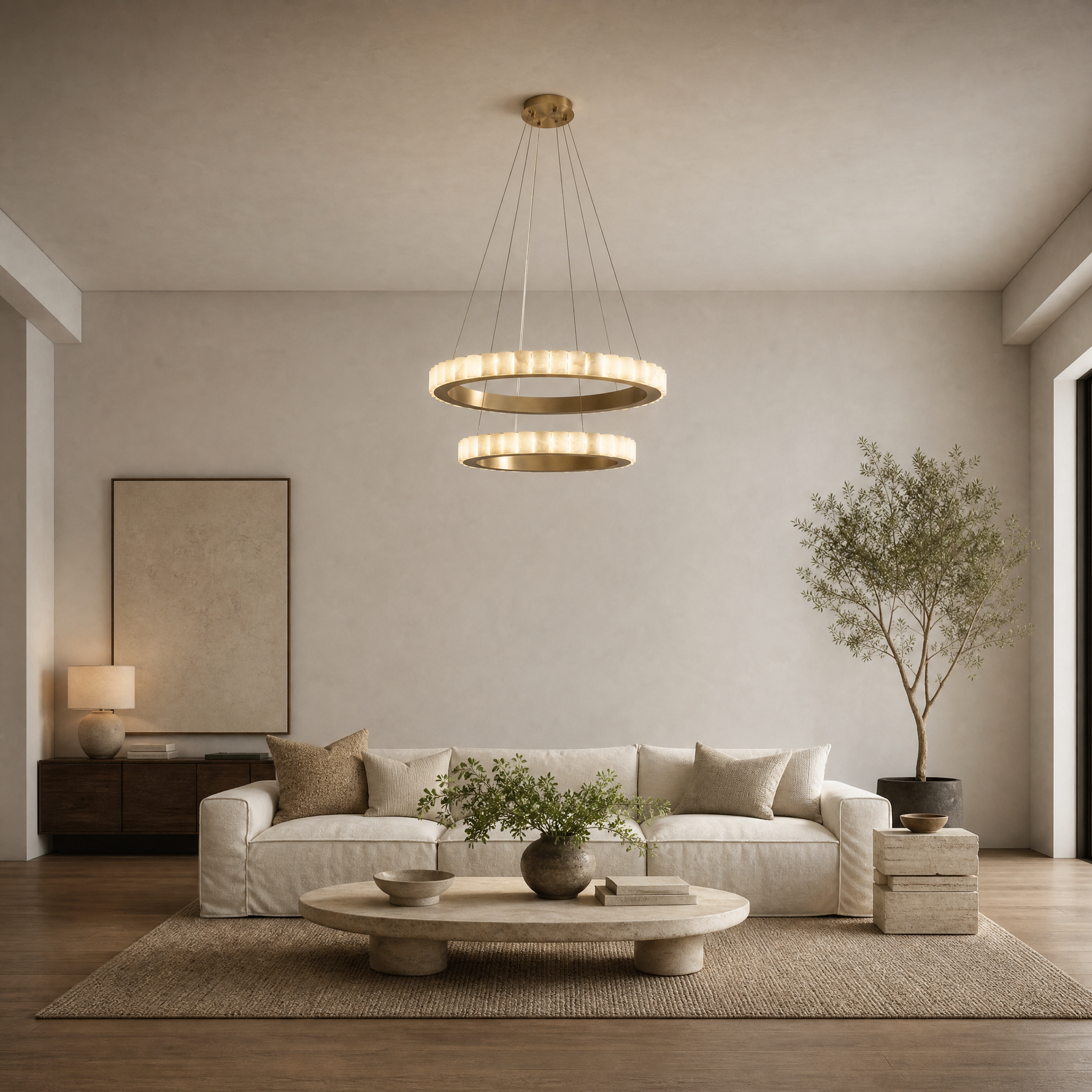 Votelle Alabaster Double Ring Chandelier