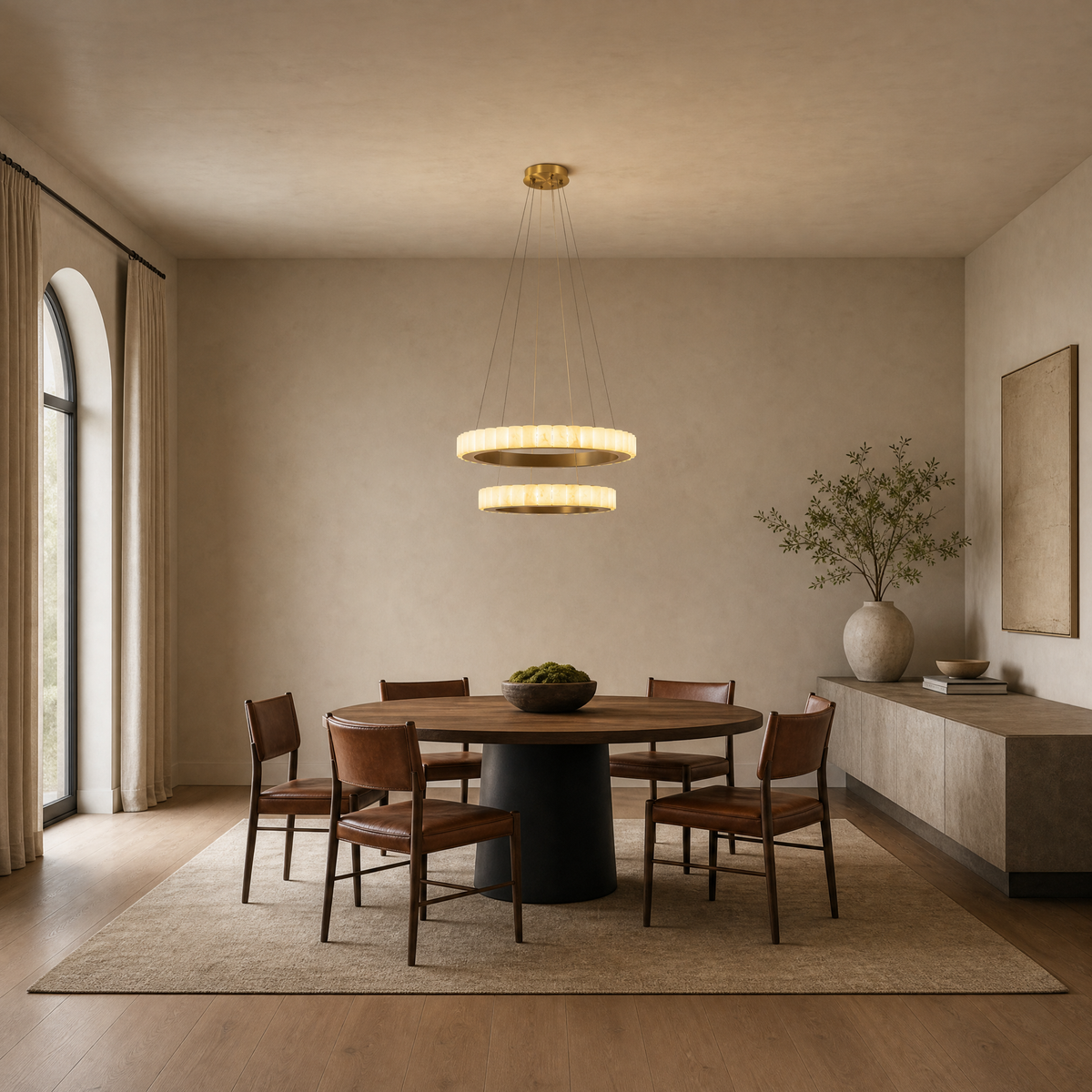 Votelle Alabaster Double Ring Chandelier