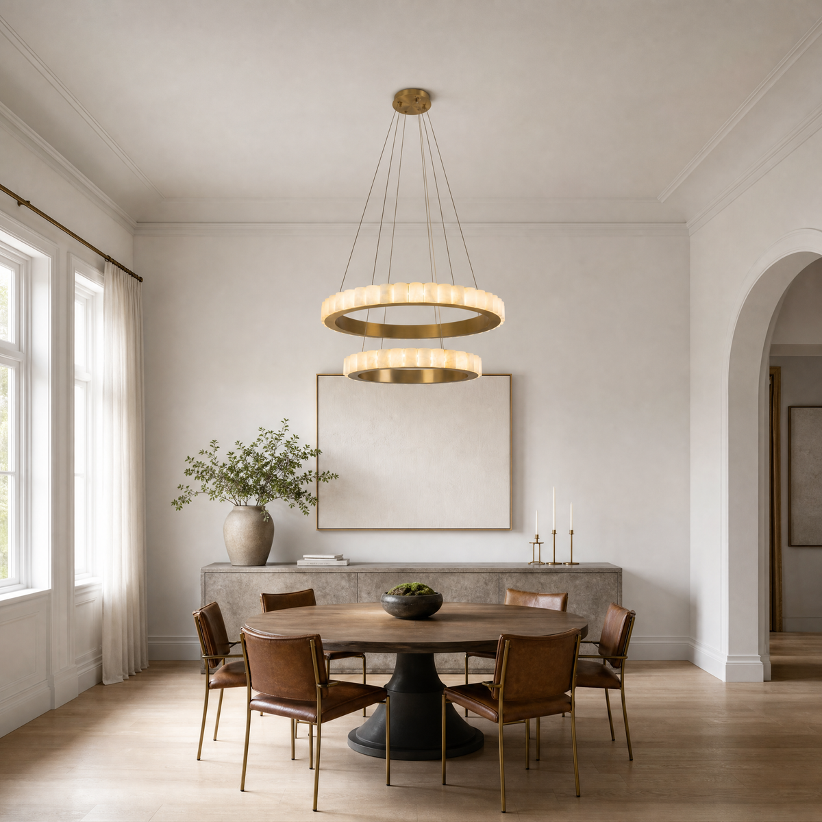 Votelle Alabaster Double Ring Chandelier