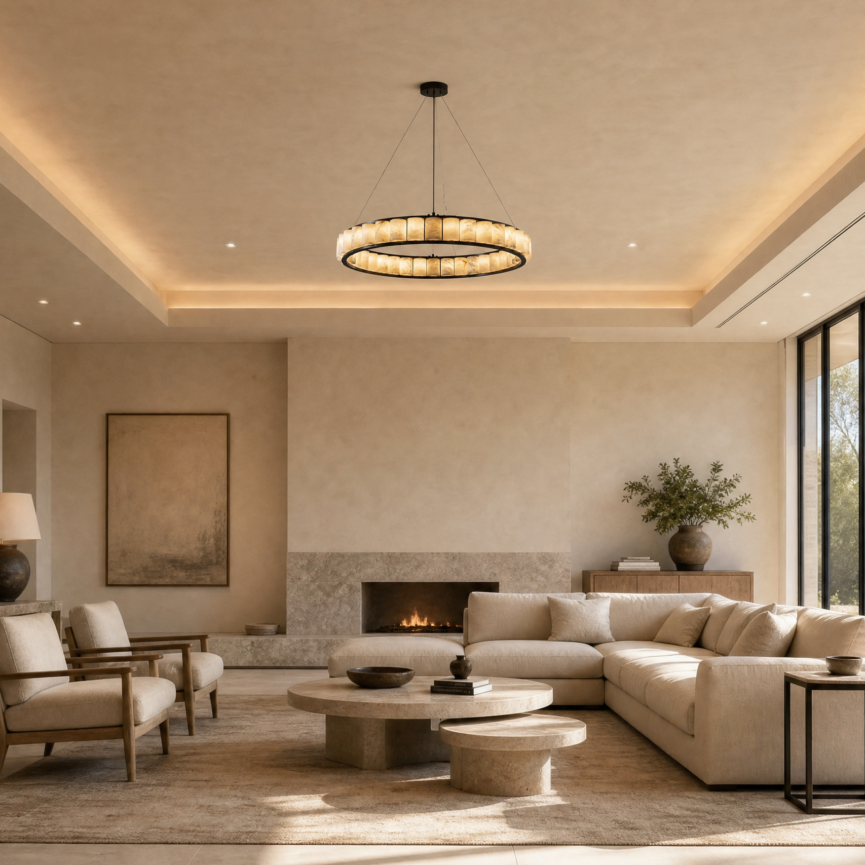 Votelle Modern Alabaster Ring Chandelier