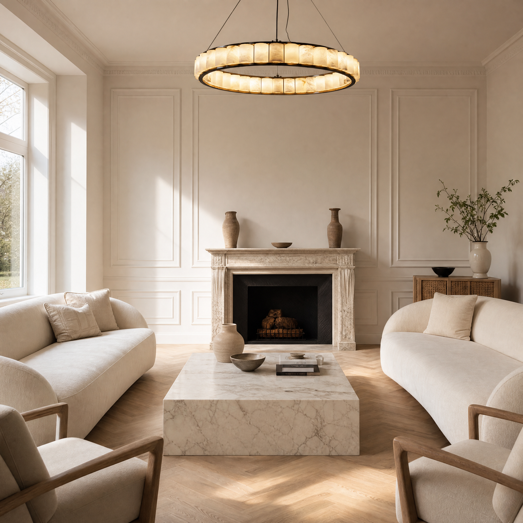 Votelle Modern Alabaster Ring Chandelier