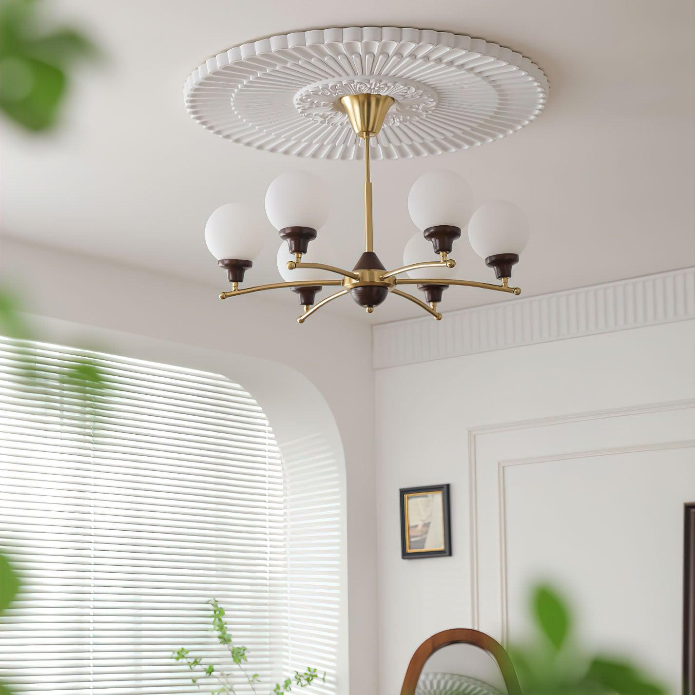 Walnut Glass Ball Chandelier - YIOSI