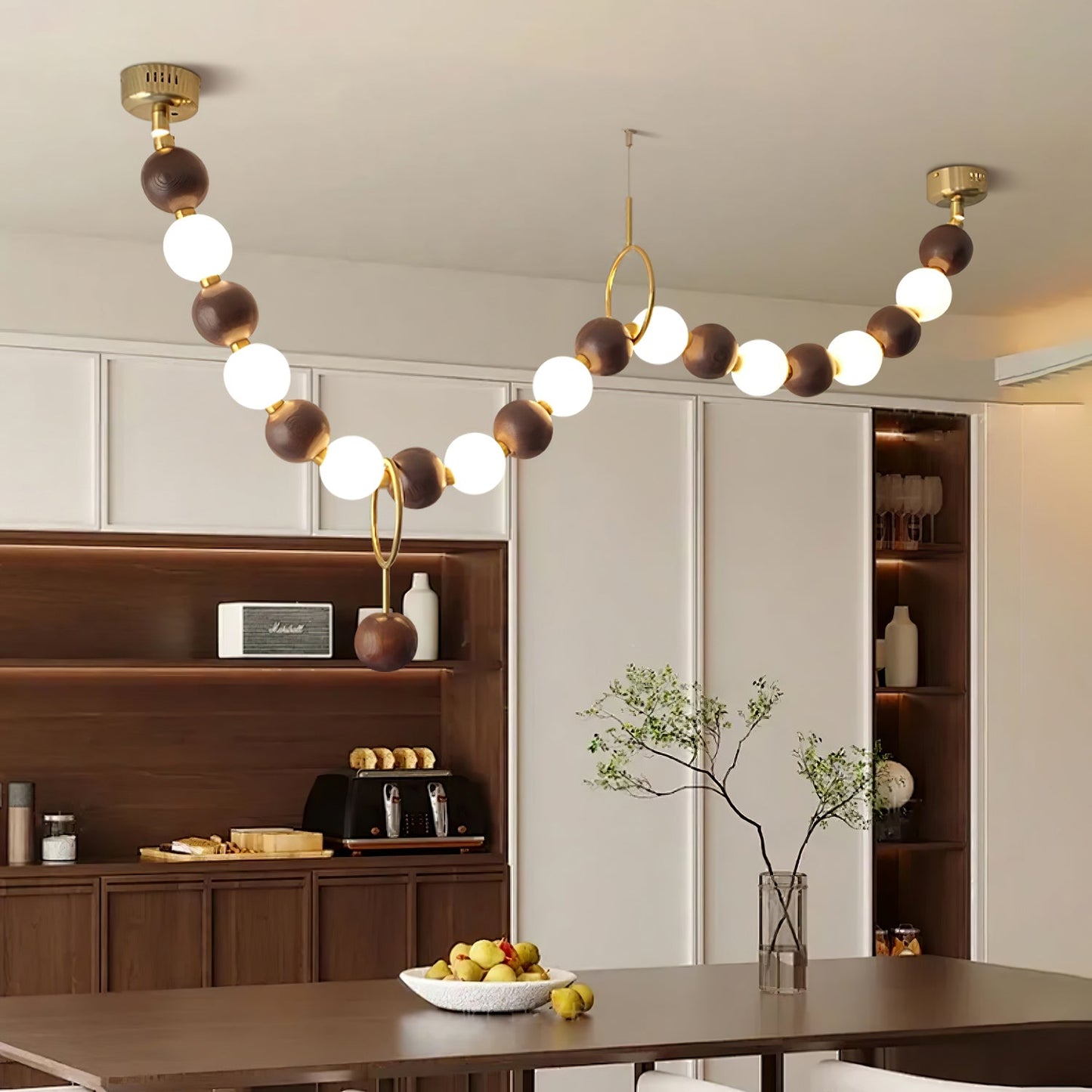 Walnut Bead Necklace Chandelier - YIOSI