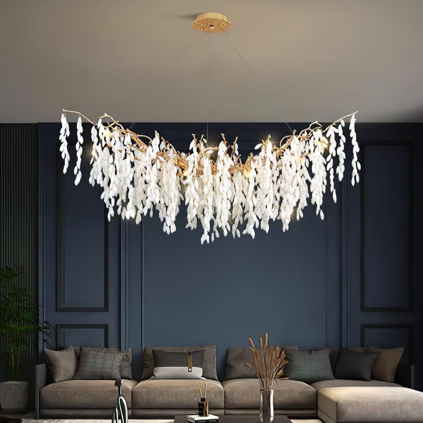 White Jade Branch Brass Chandelier - YIOSI