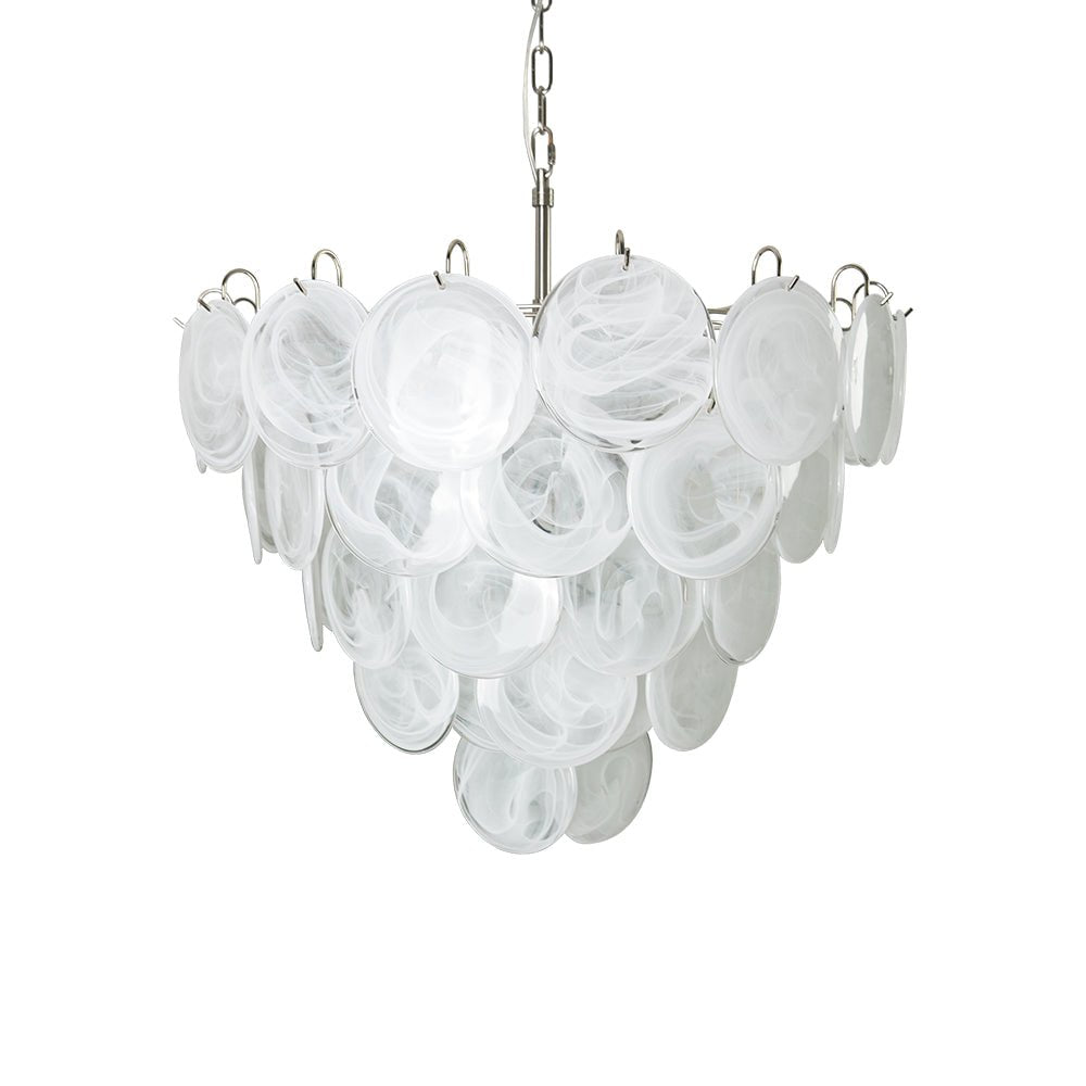 White Murano Disc Chandelier - YIOSI
