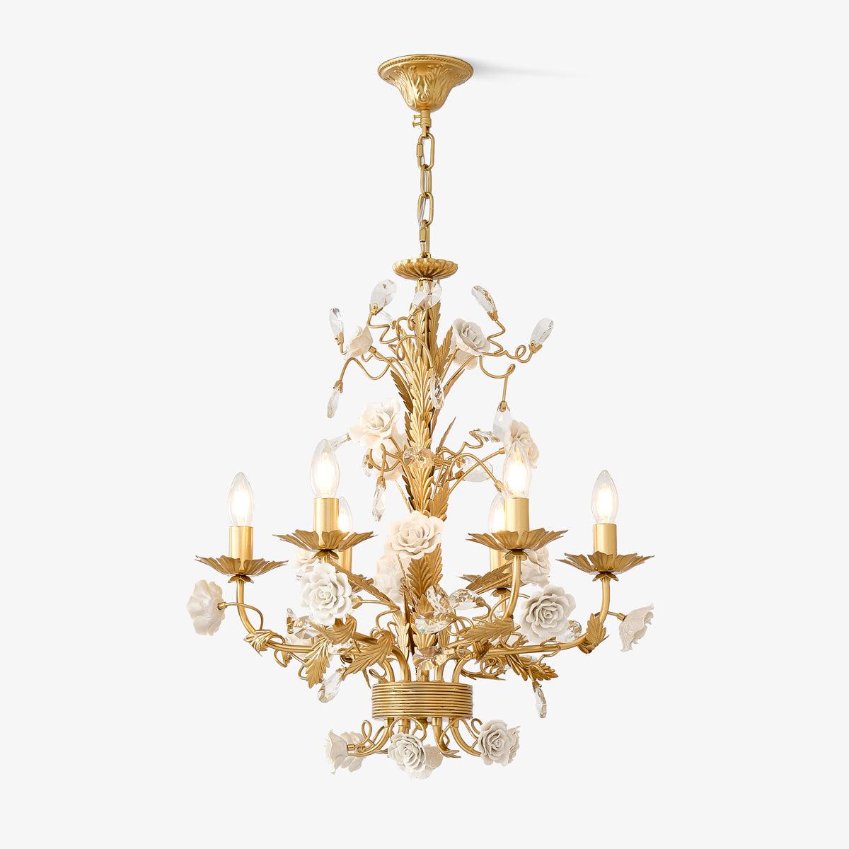 White Rose Crystal Chandelier - YIOSI