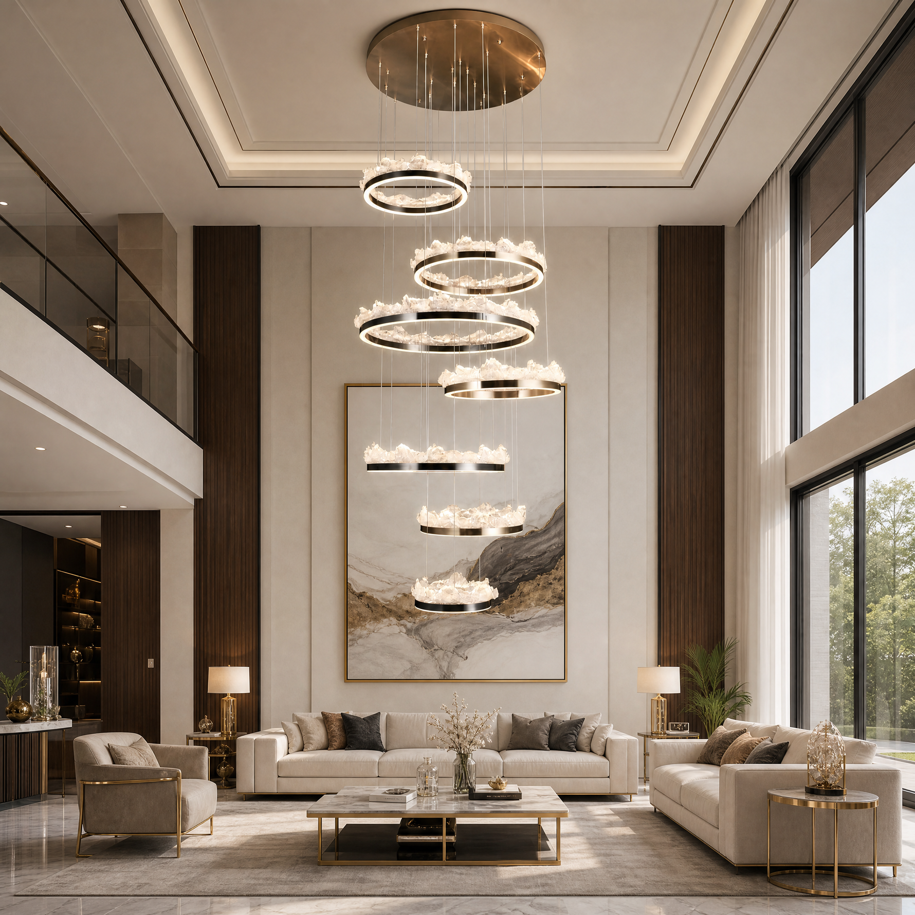 Wind & Wave Modern Sculptural Ring Chandelier