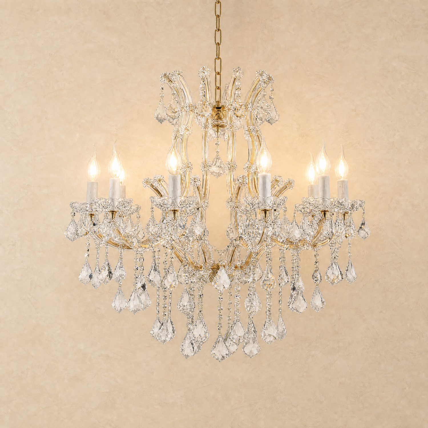 Crystal Chandelier in polished gold