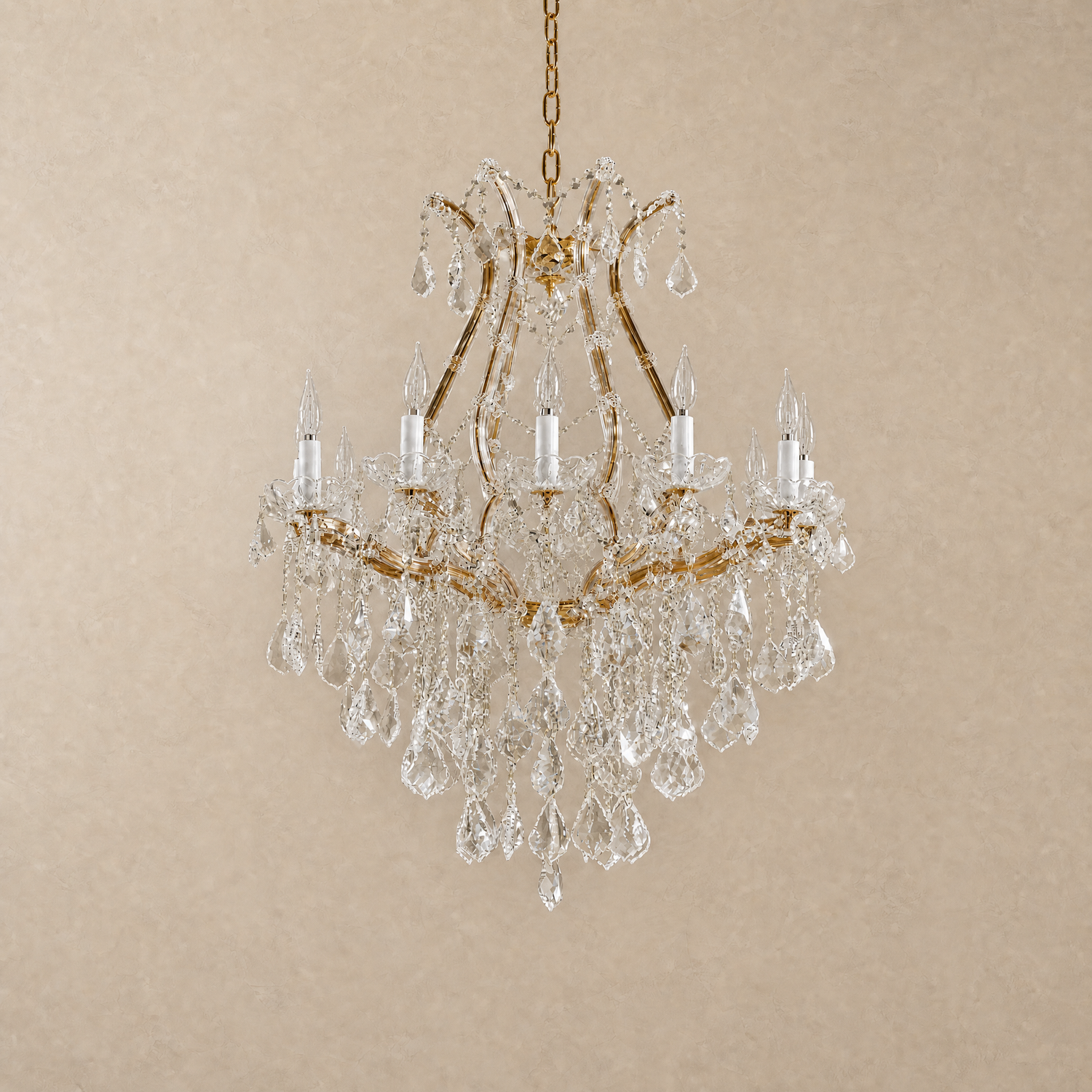 Maria Theresa Gold Chandelier in a bedroom
