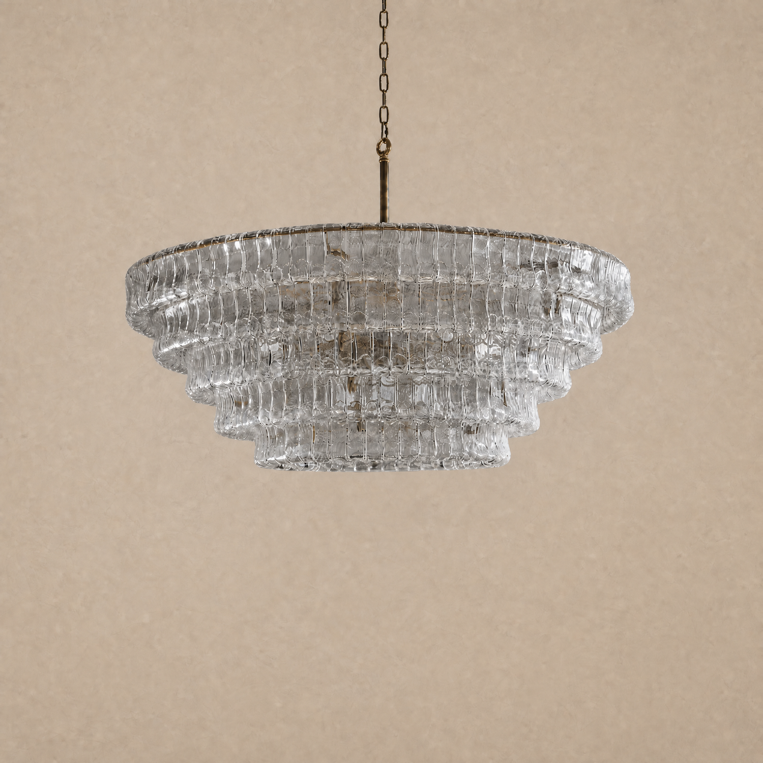 Tiered Glass Chandelier in a bedroom