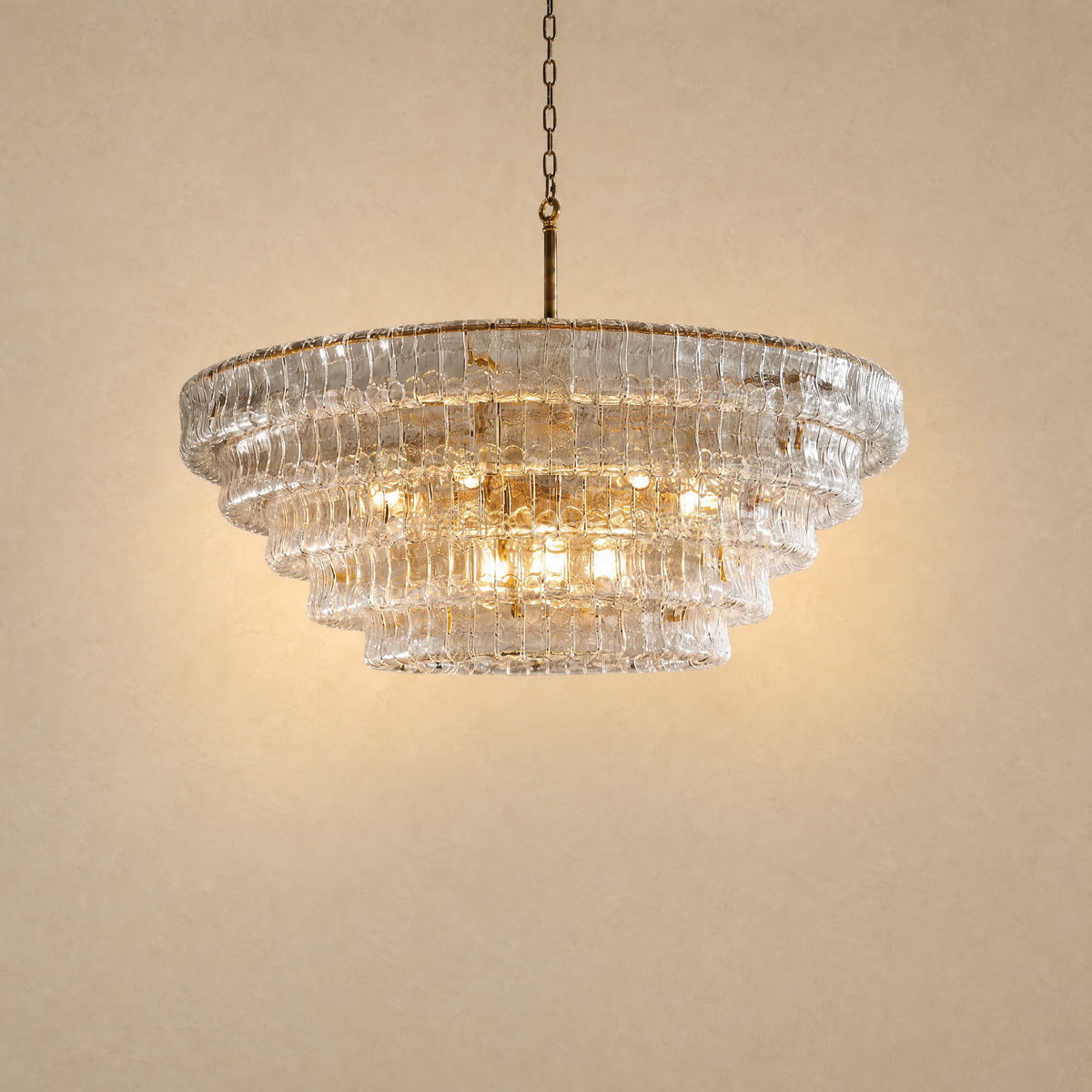 Tiered Glass Chandelier in gold
