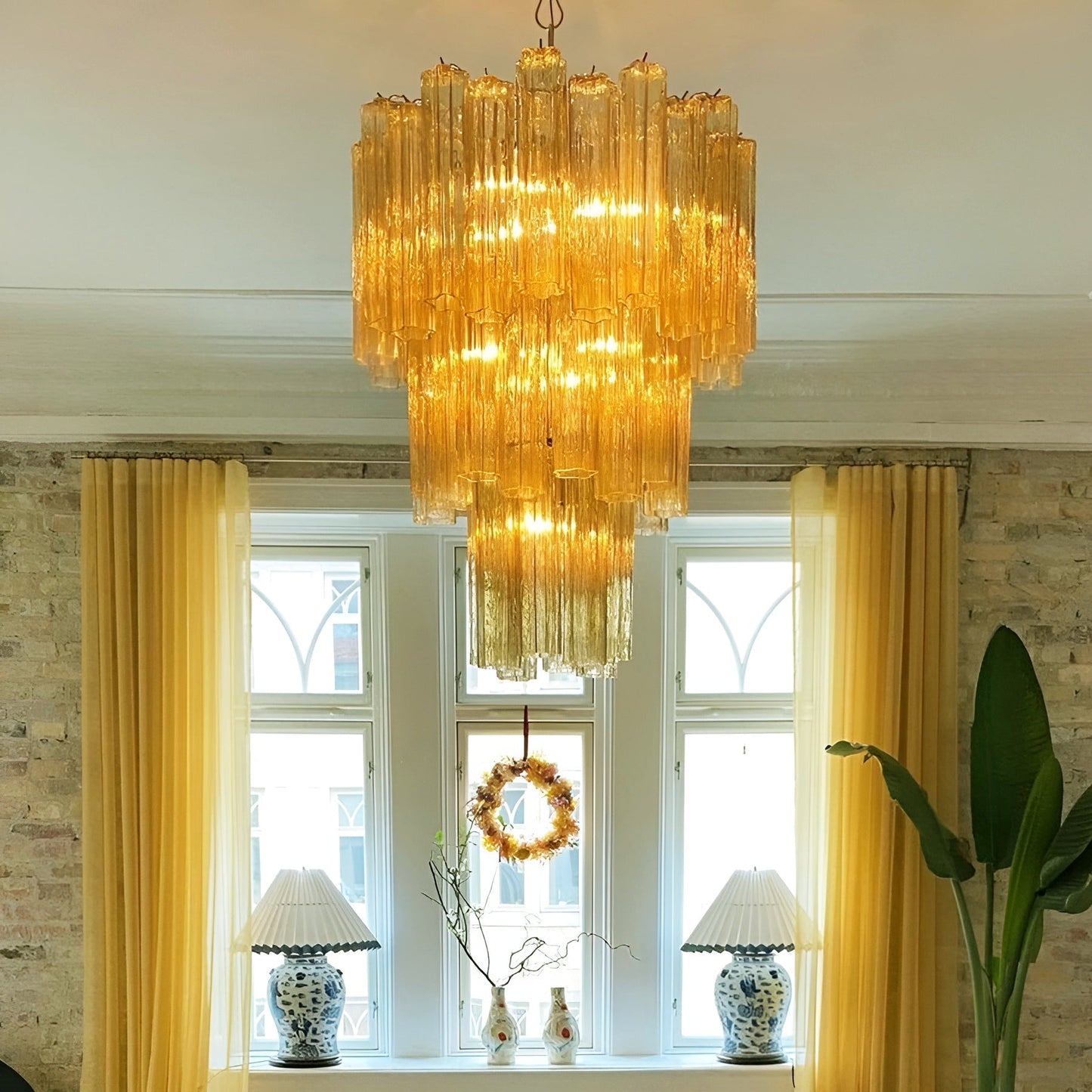 Yellow Murano Glass Tube Chandelier - YIOSI