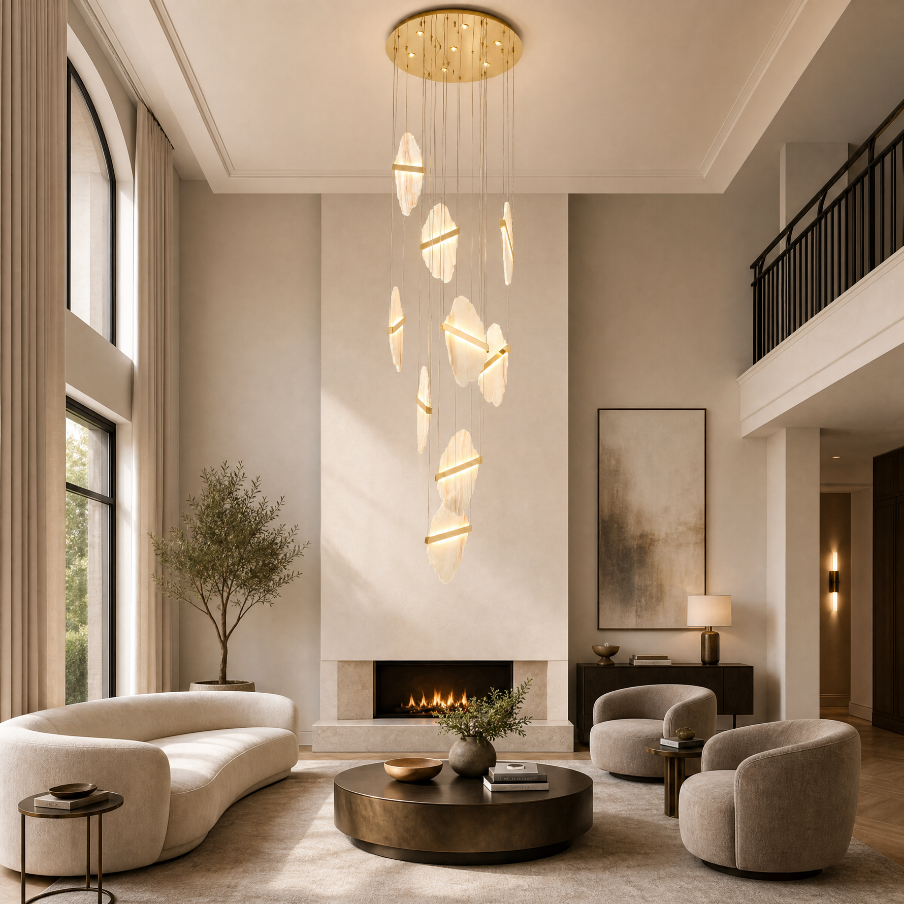 Yiosi Amber Linear Natural Stone Chandelier