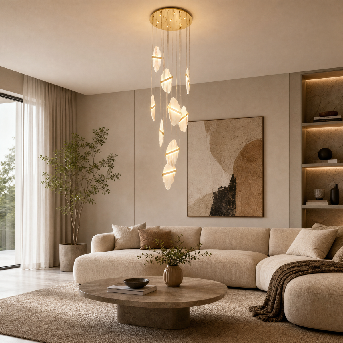 Yiosi Amber Linear Natural Stone Chandelier