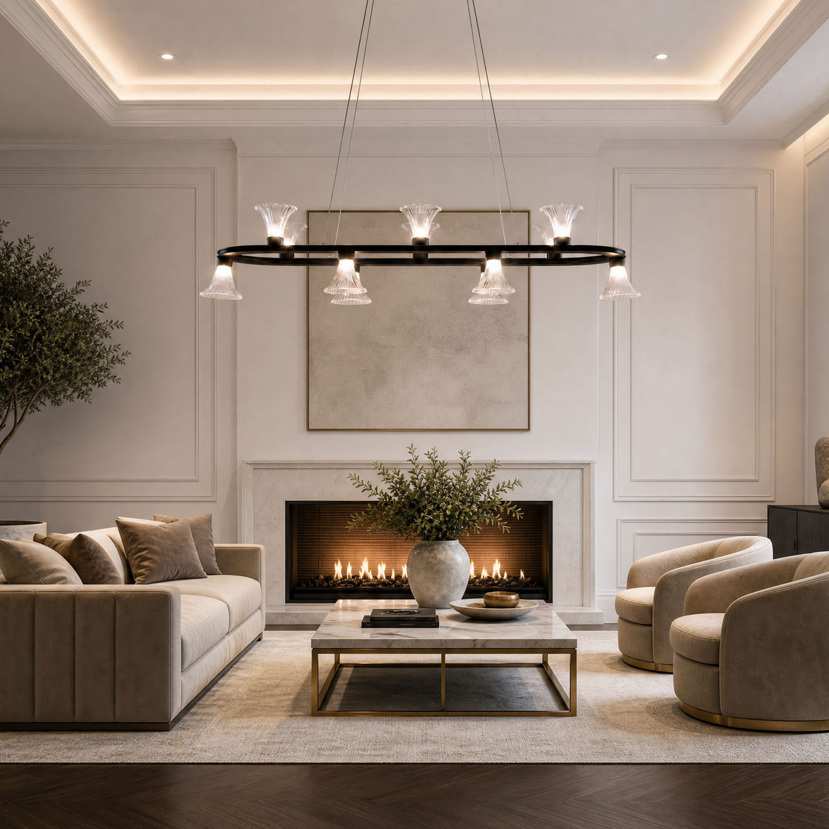 Yiosi Aria Oval Glass Chandelier 53"