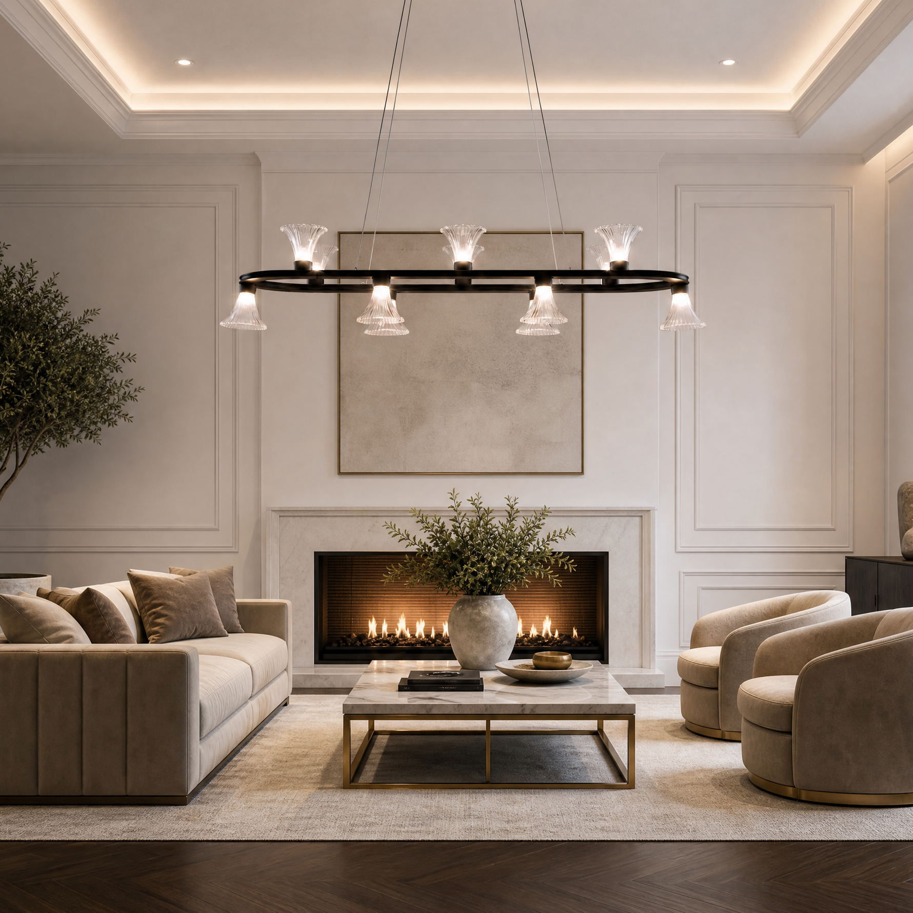 Yiosi Aria Oval Glass Chandelier 53"
