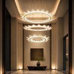 Yiosi Aster Triple Ring Glass Chandelier 47"
