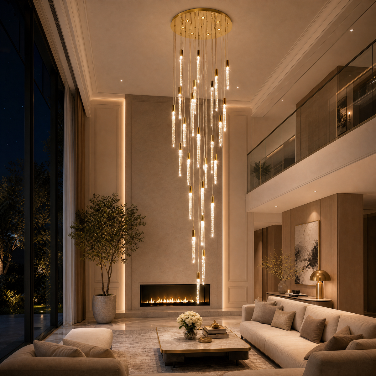Yiosi Candlelight Cascading Glass Chandelier 24" Style B