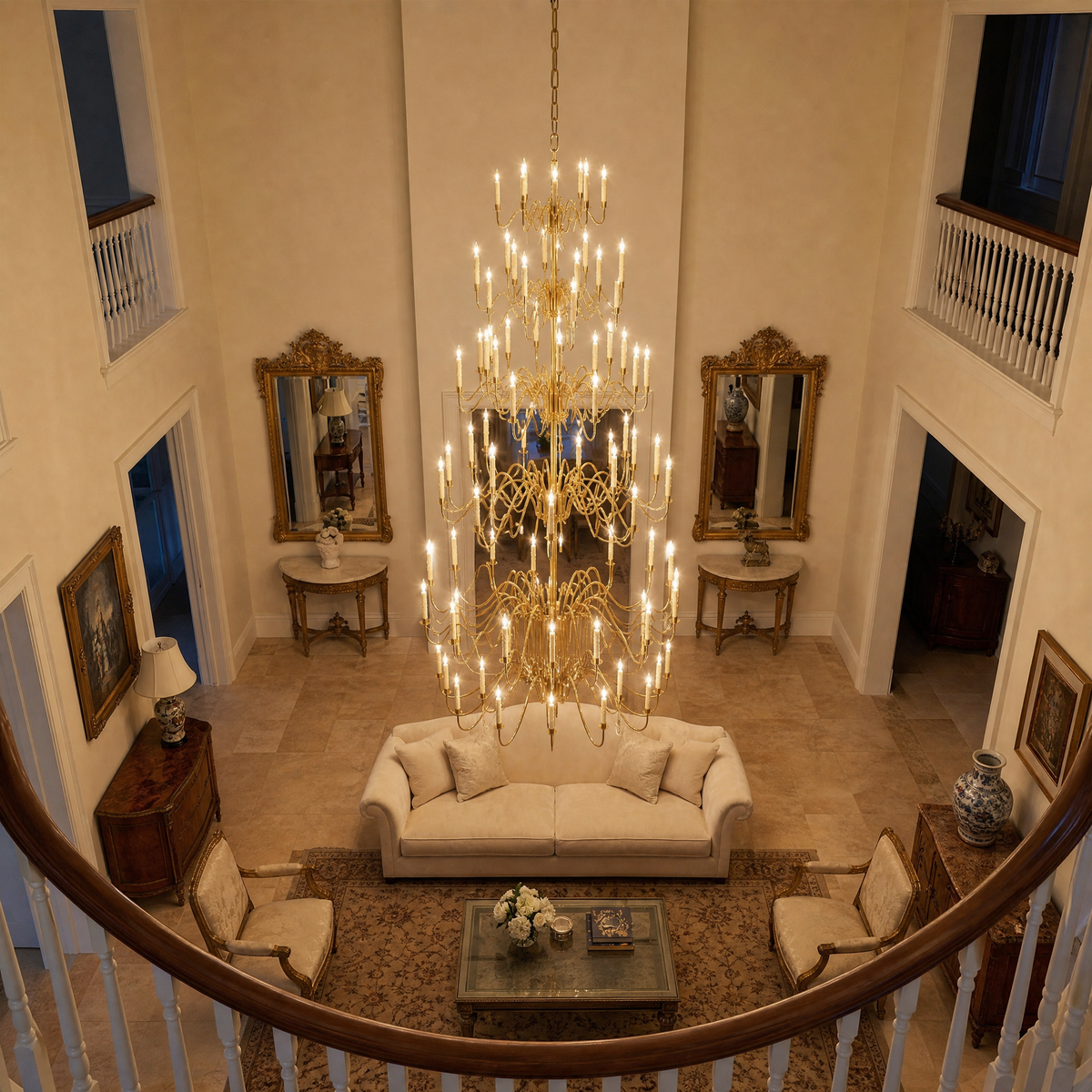 Yiosi Candlelight Cascading Glass Chandelier 63"