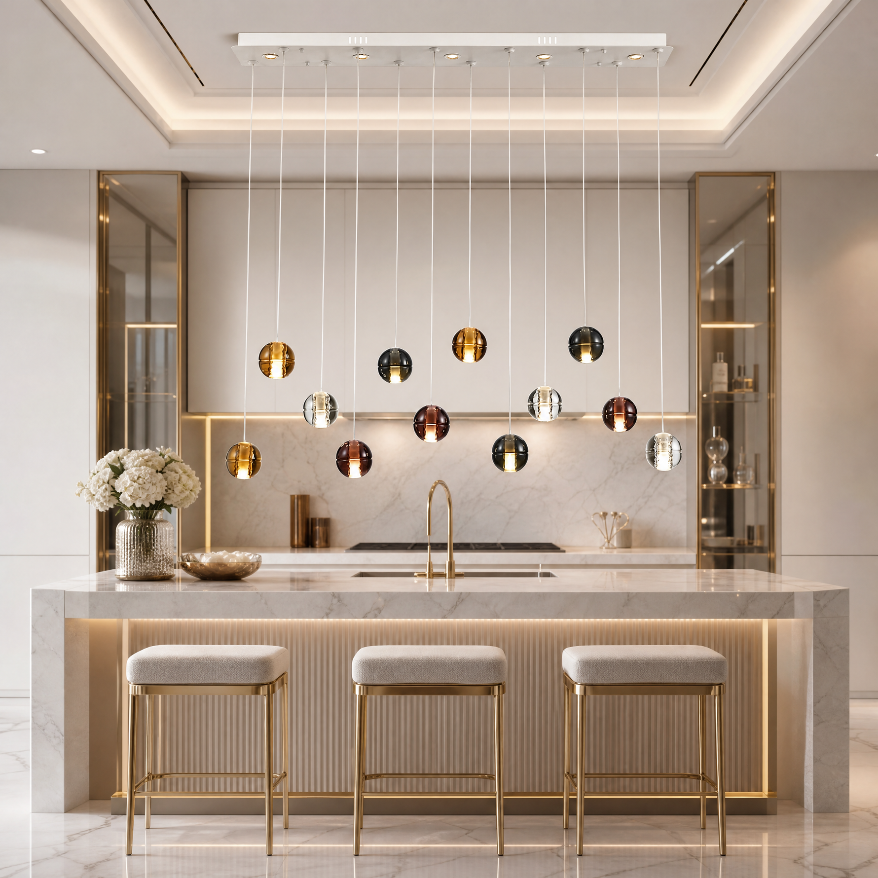 Yiosi Cascade Drop Linear Glass Chandelier