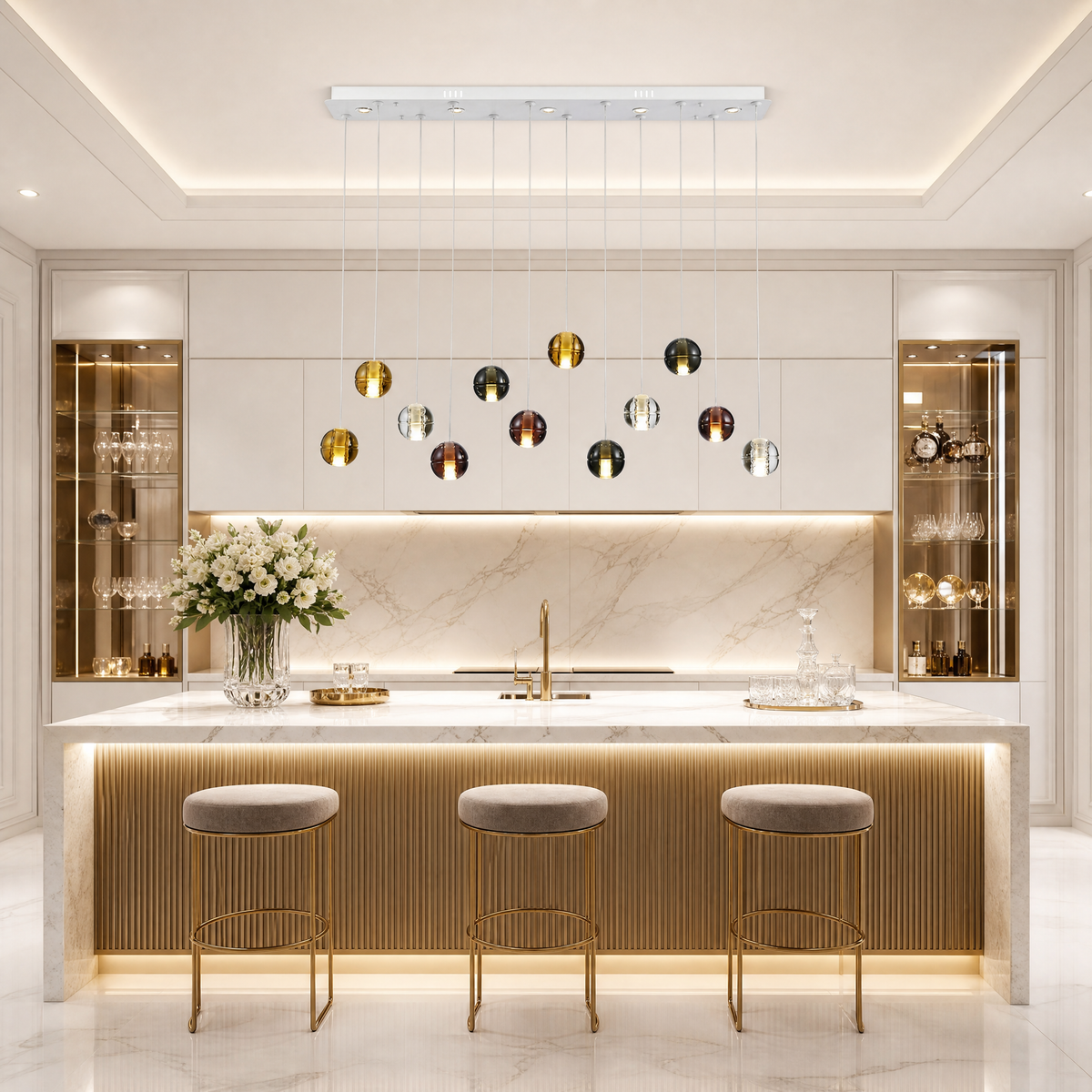 Yiosi Cascade Drop Linear Glass Chandelier