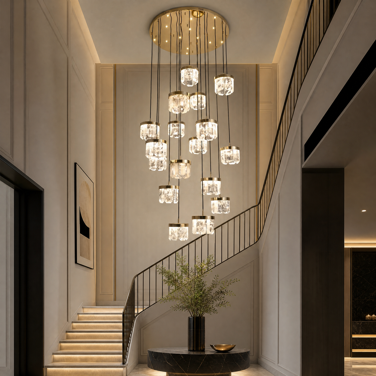 Yiosi Cascading Crystal Chandelier 39.4” D