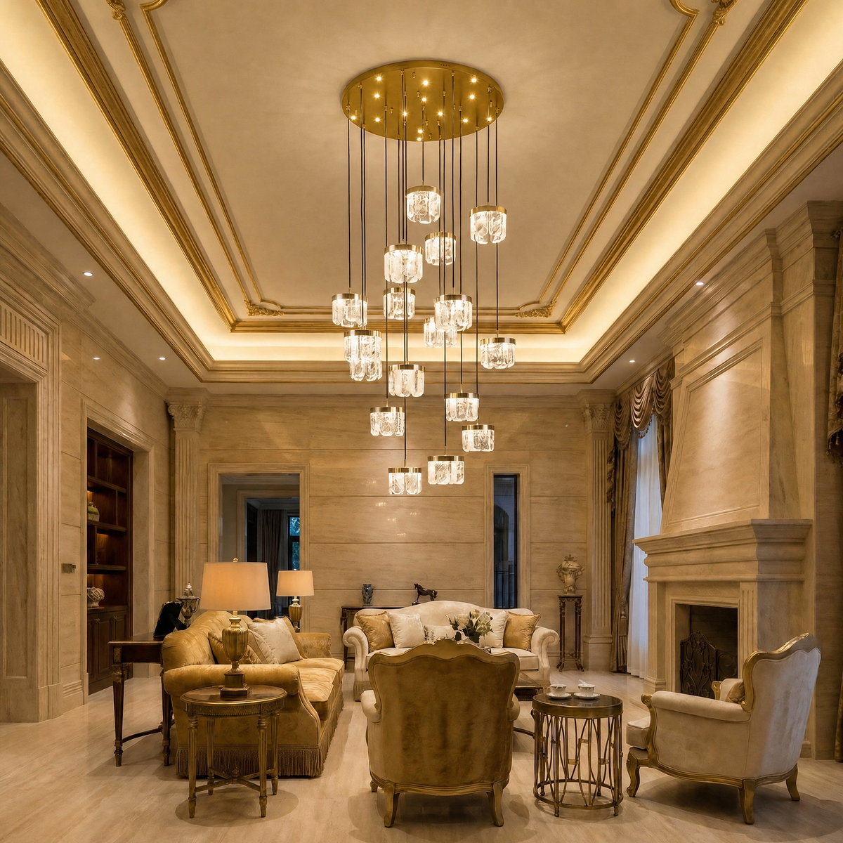 Yiosi Cascading Crystal Chandelier 39.4” D
