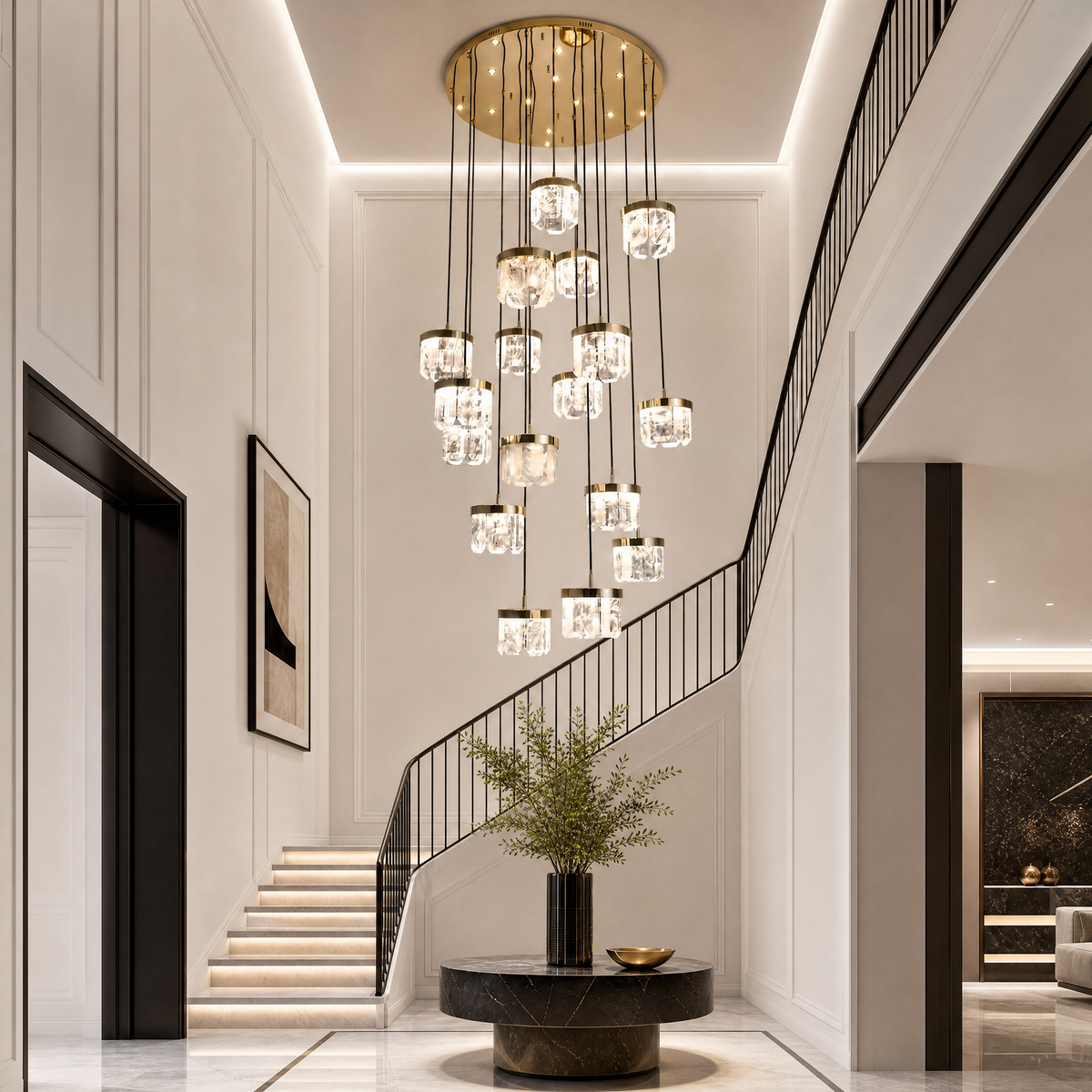 Yiosi Cascading Crystal Chandelier 39.4” D