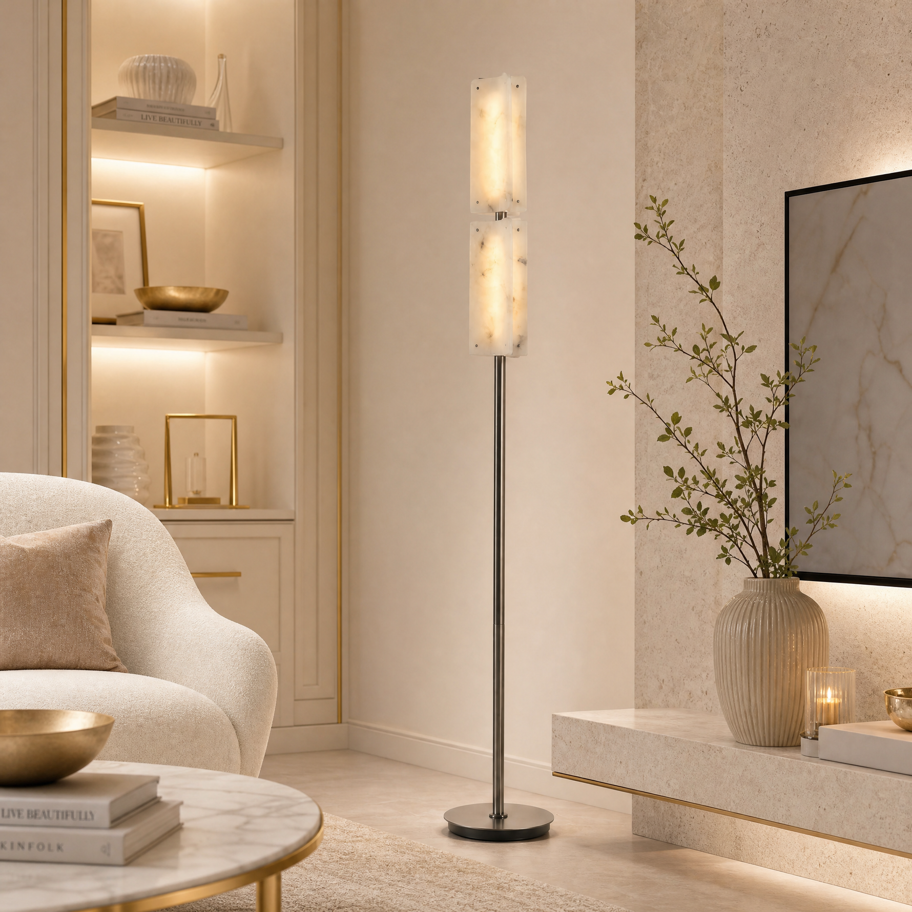 Yiosi Cloud Brocade Double Natural Stone Floor Lamp