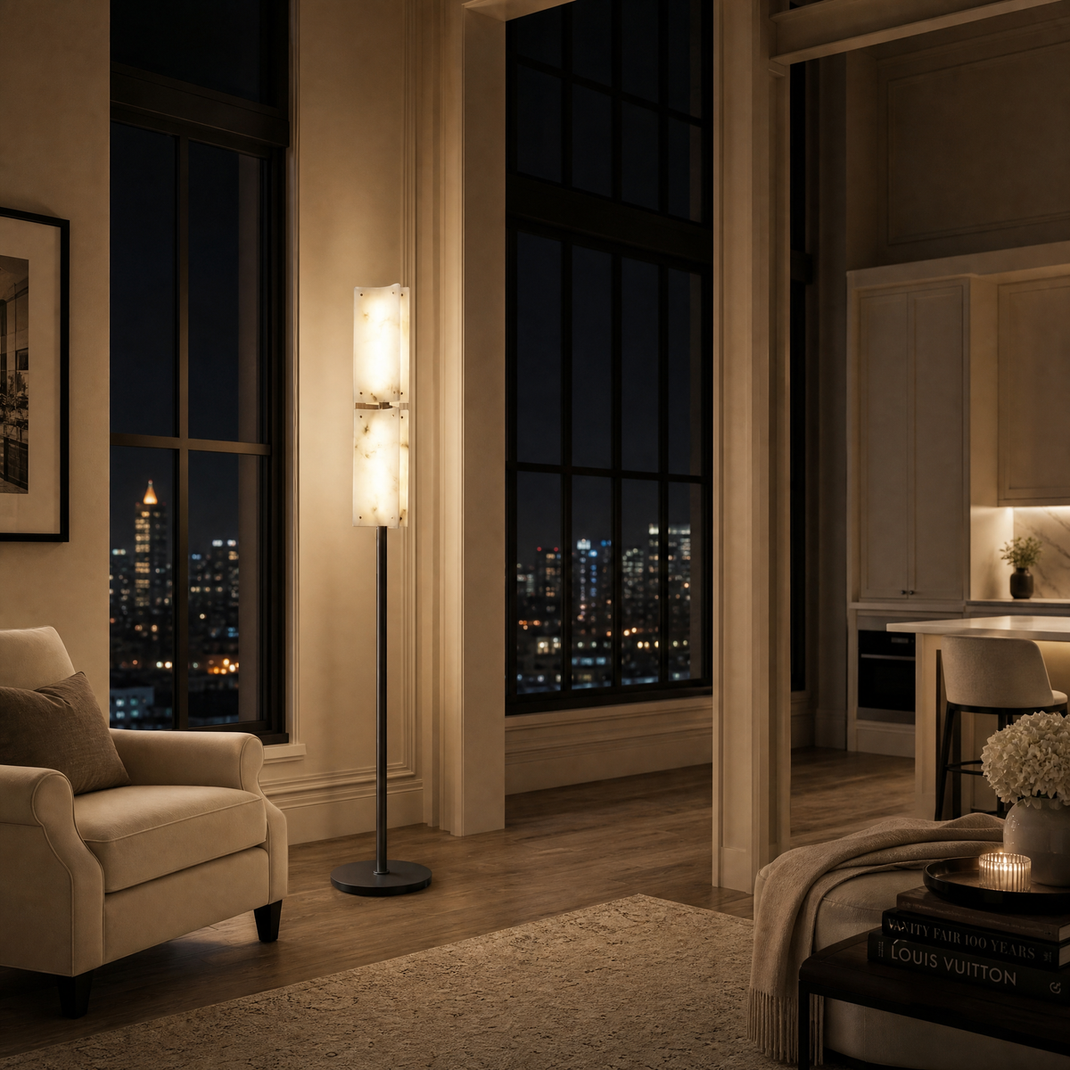 Yiosi Cloud Brocade Double Natural Stone Floor Lamp