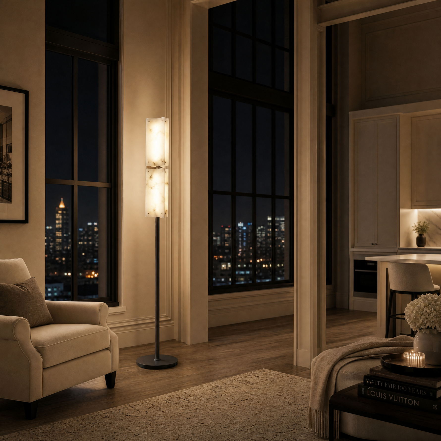 Yiosi Cloud Brocade Double Natural Stone Floor Lamp