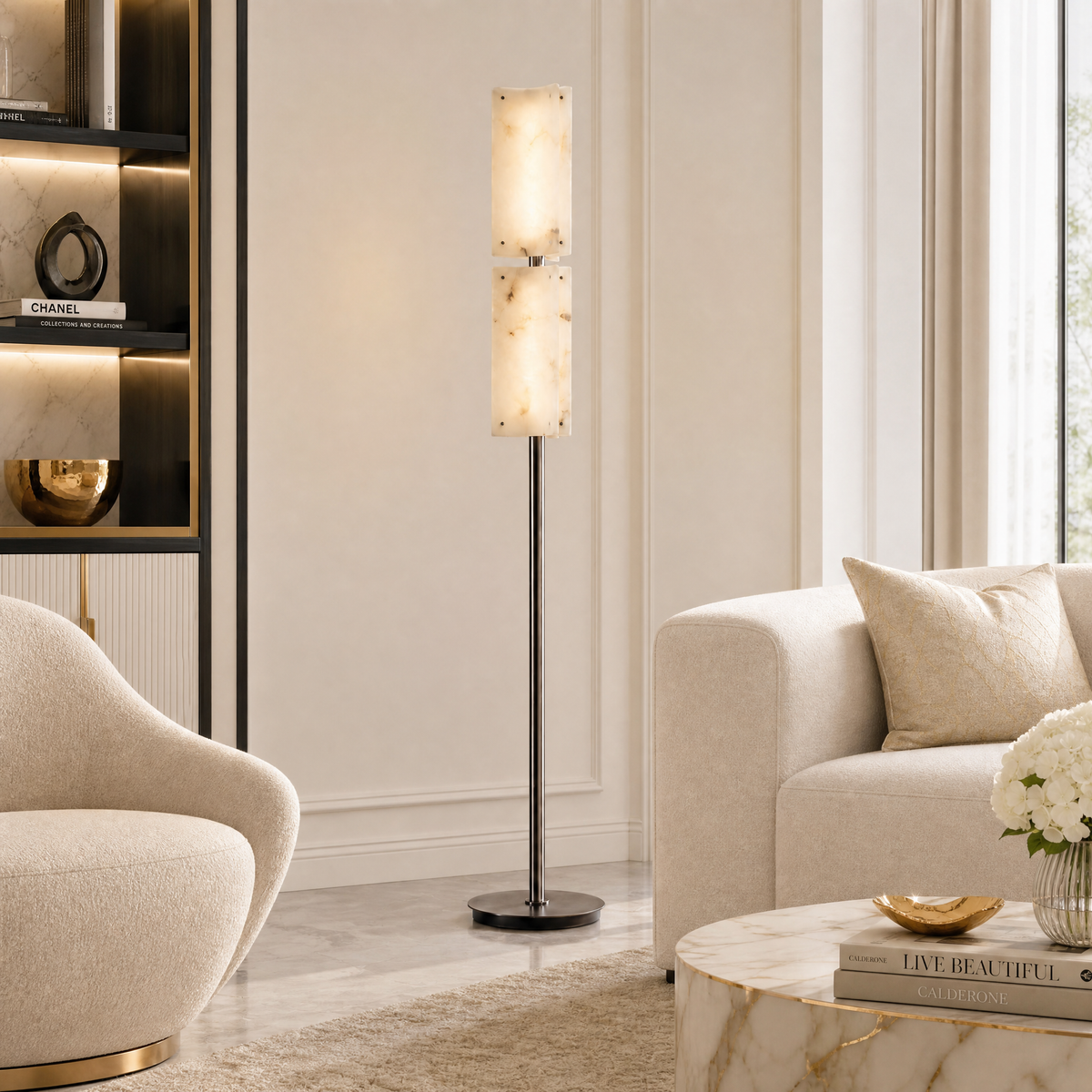 Yiosi Cloud Brocade Double Natural Stone Floor Lamp
